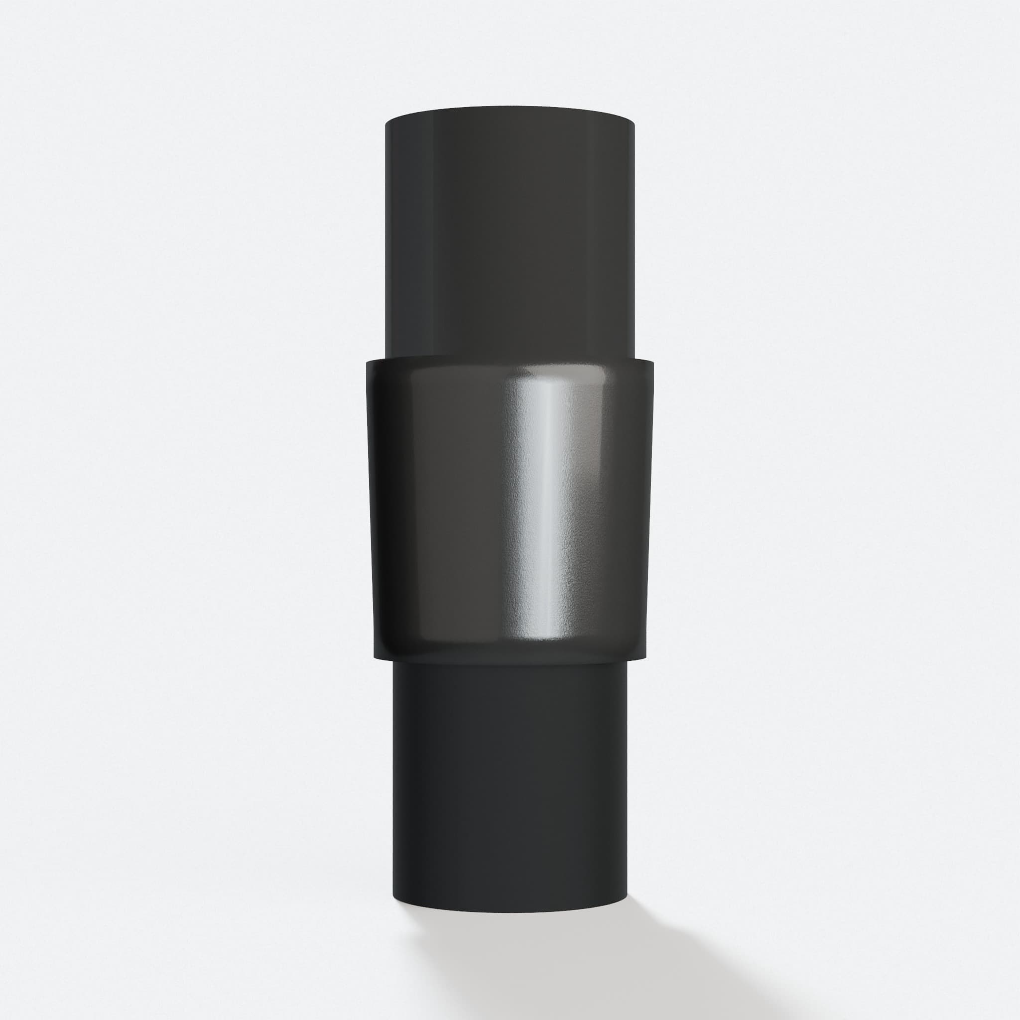 Adapter 27 mm to 25.4 mm, straight on view of the two openings