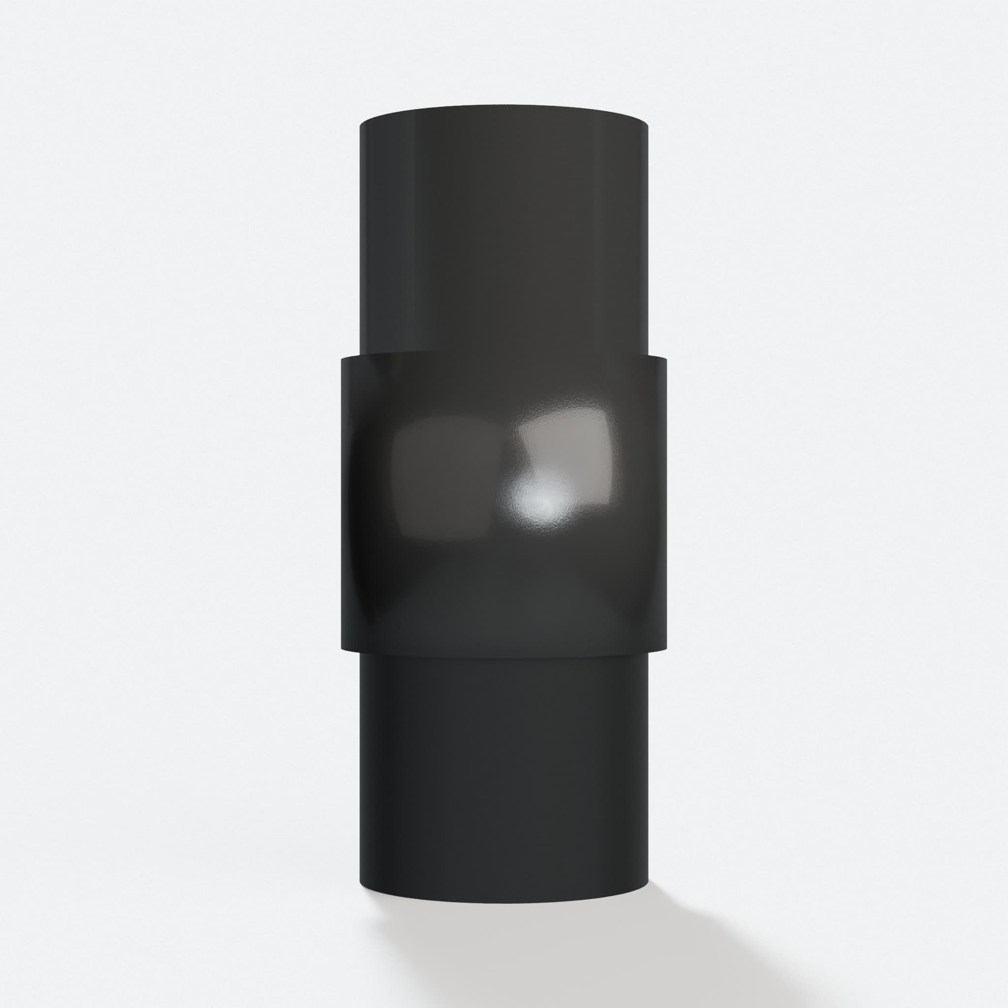 Adapter 31.75 mm to 31.75 mm, straight on view of the two openings
