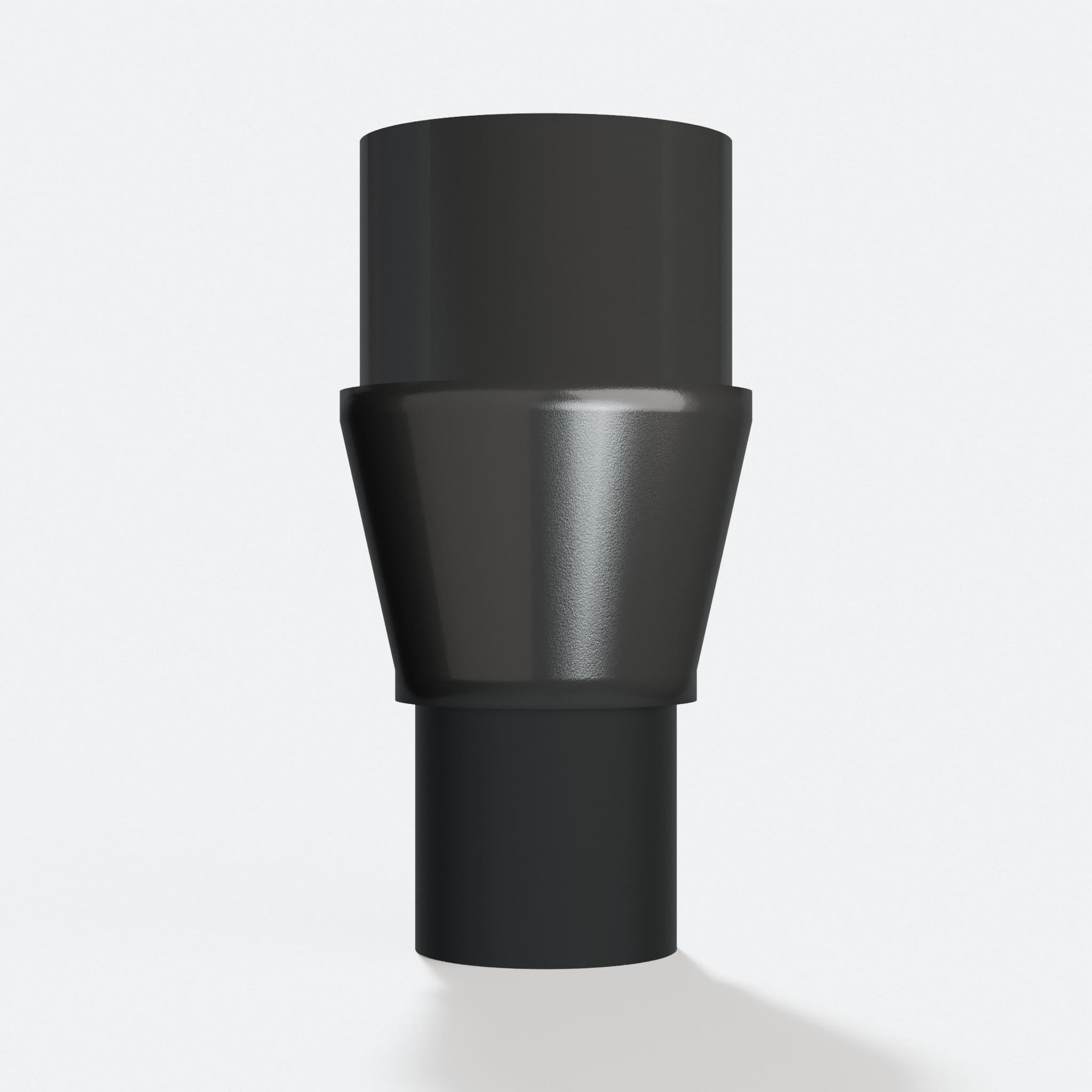 Adapter 38.1 mm to 27 mm, straight on view of the two openings