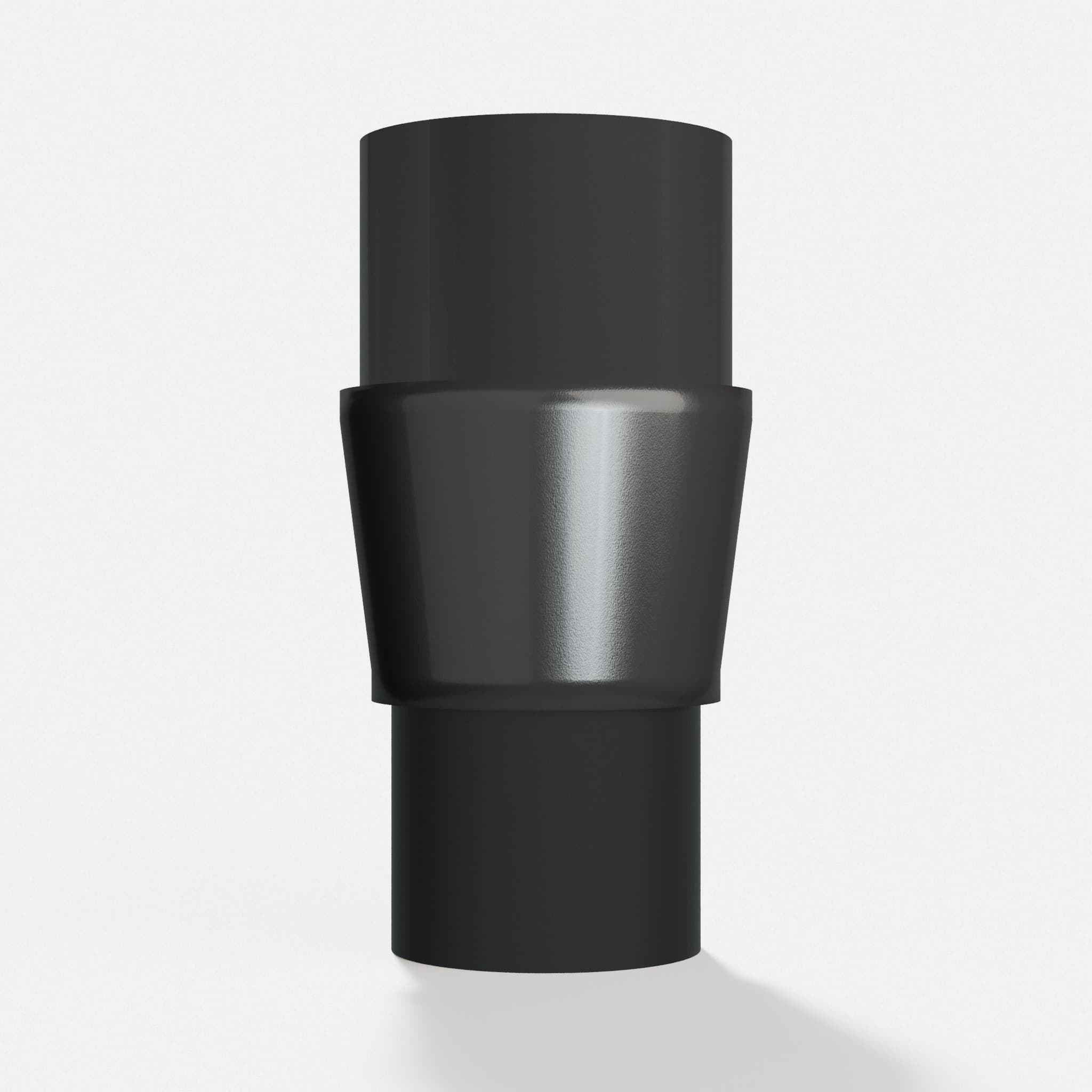 Adapter 38.1 mm to 31.75 mm, straight on view of the two openings