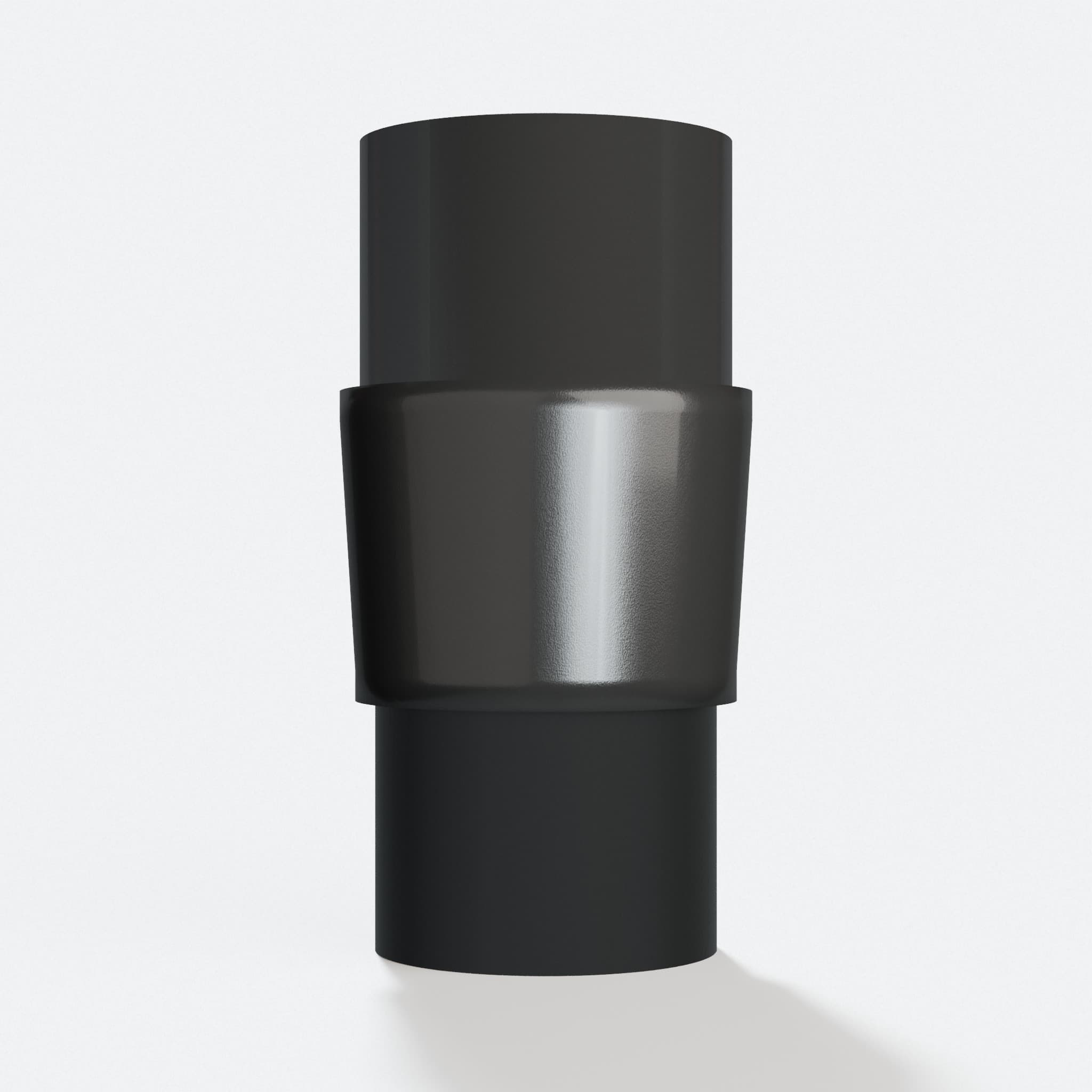 Adapter 38.1 mm to 35 mm, straight on view of the two openings