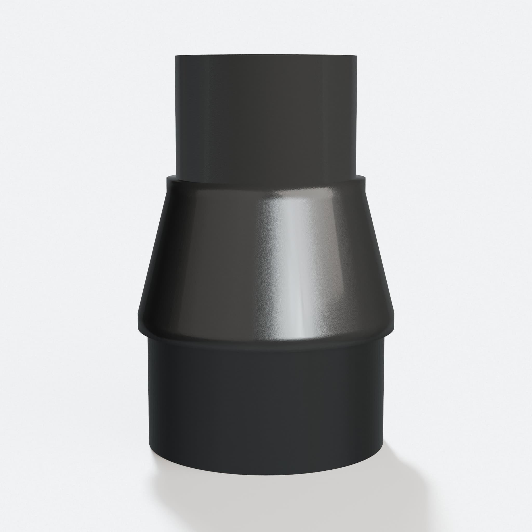 PETG adapter from 38.1 mm Craftsman port to 2" Duct 50.8 mm, three quarter view