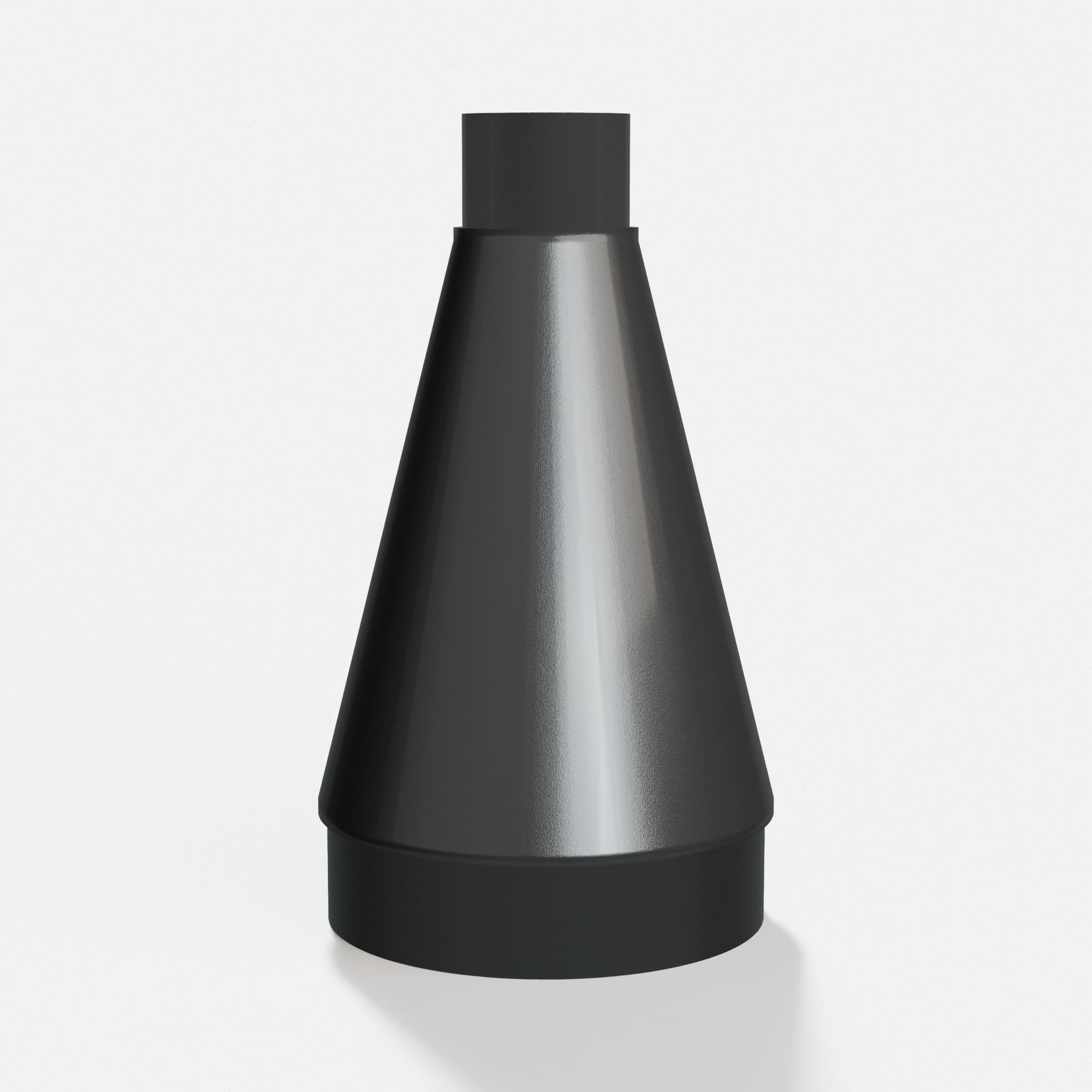 PETG adapter from 38.1 mm Craftsman port to 4" Duct 101.6 mm, three quarter view