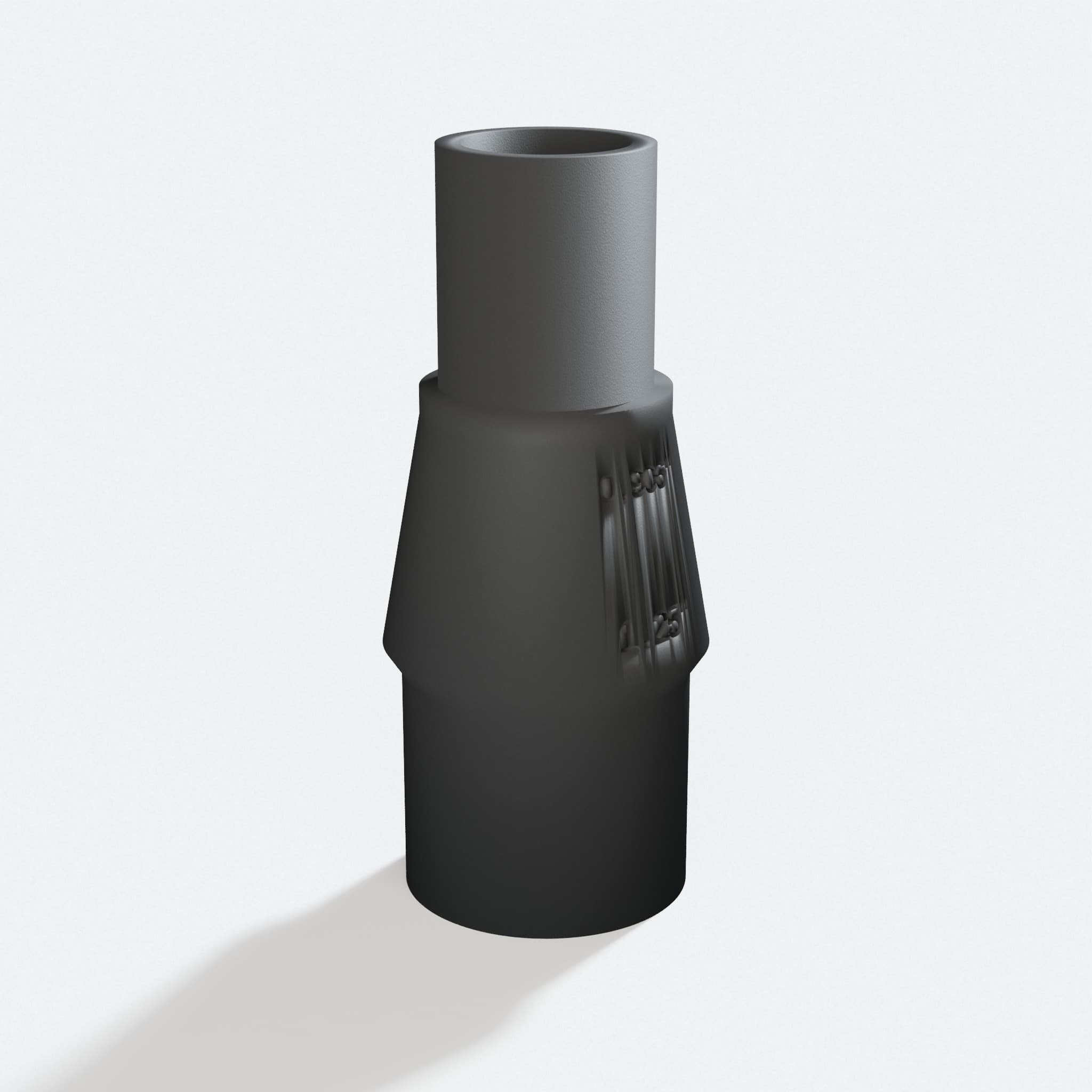 Three quarter turn view of the DJV182 to 1.25" Duct adapter