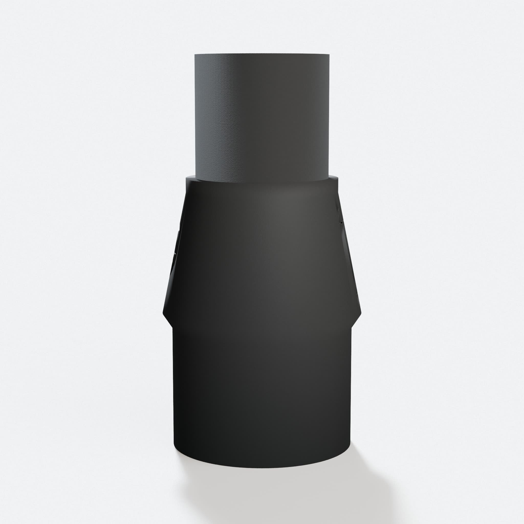 Angled view of the Bosch ROS20VSK adapter with a 38.1 mm 1.5" Duct end