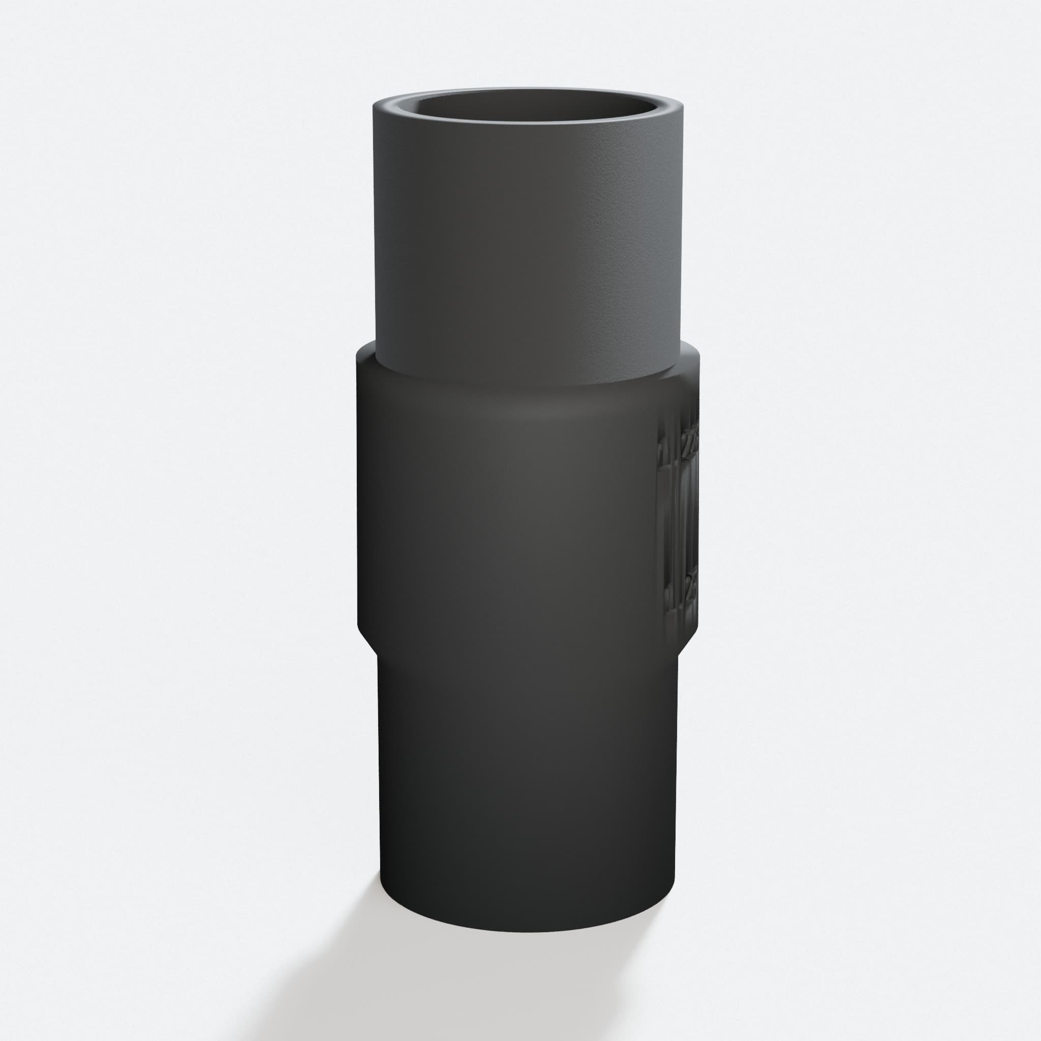 Close view of the middle of the DCW600B to 1.25" Duct adapter