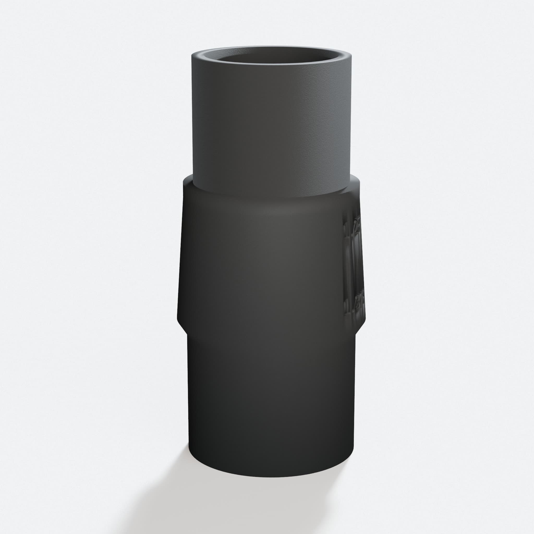 Close view of the middle of the 2648-20 to Bosch GAS18V-10L adapter