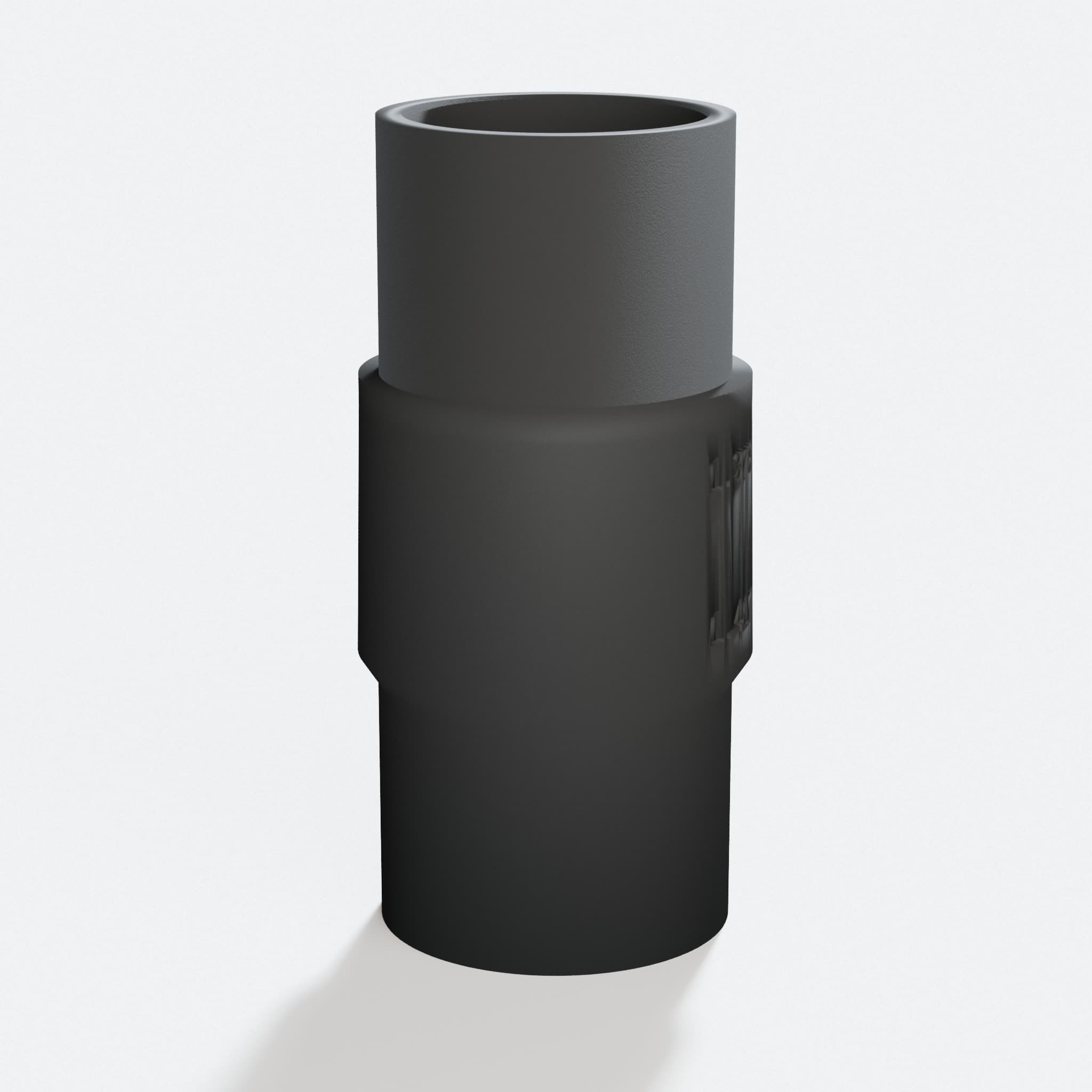 Close view of the middle of the XSH06Z to Bosch GAS18V-10L adapter