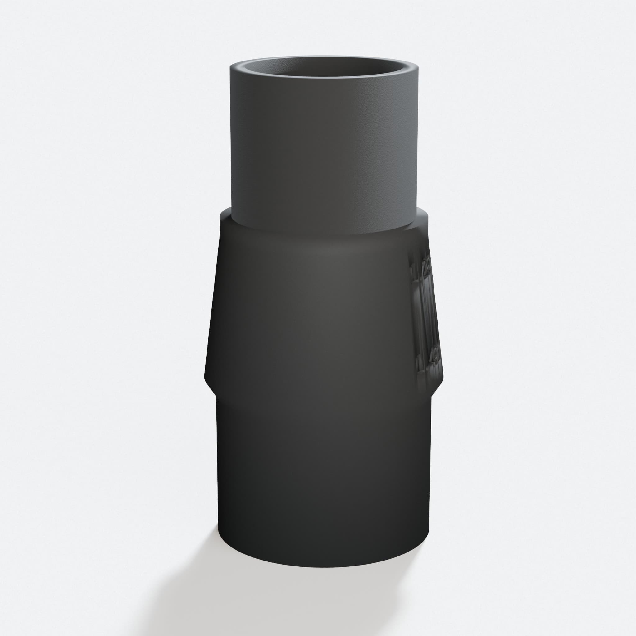 Close view of the middle of the TSS102L to 1.25" Duct adapter