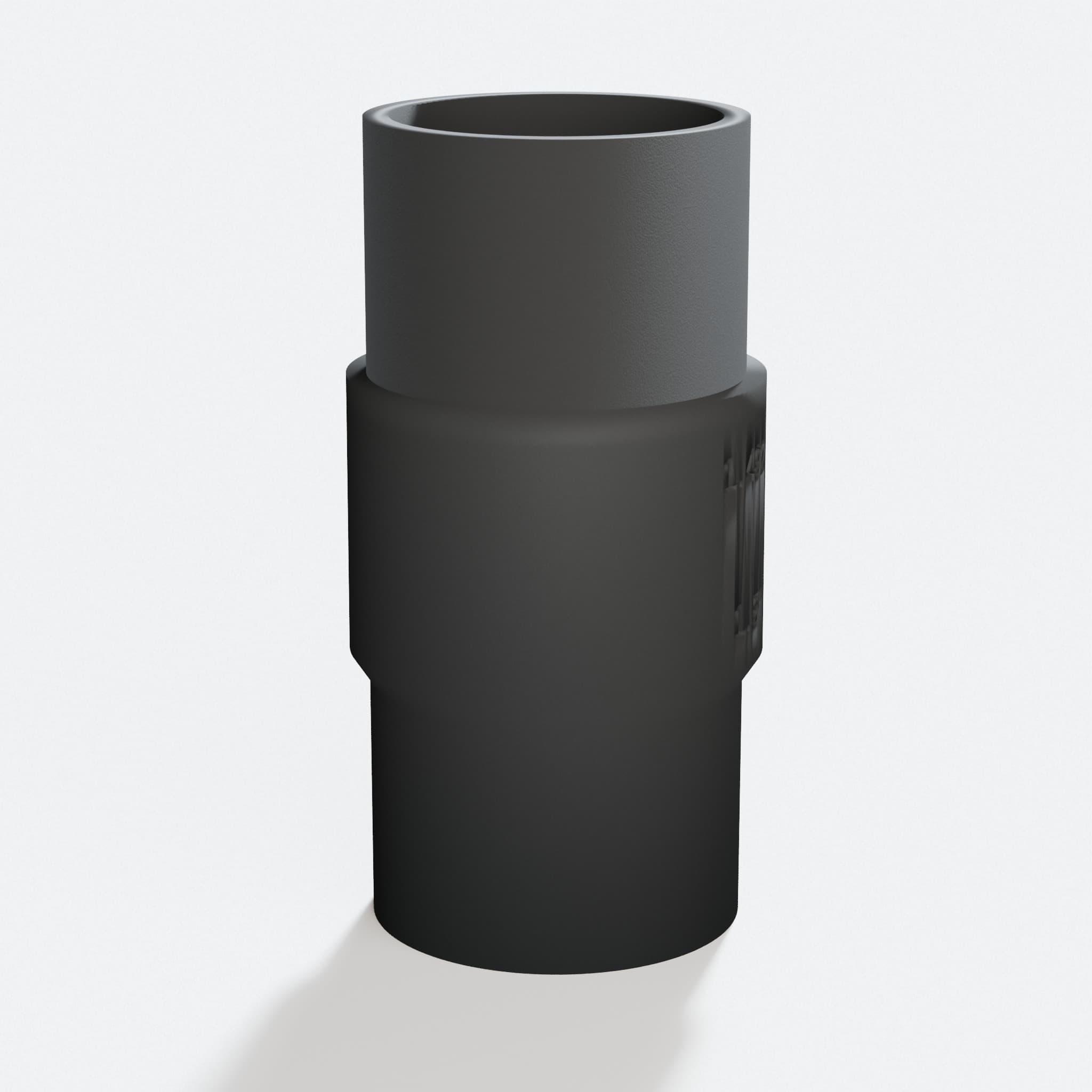 Close view of the middle of the TSS102L to 1.5" Duct adapter
