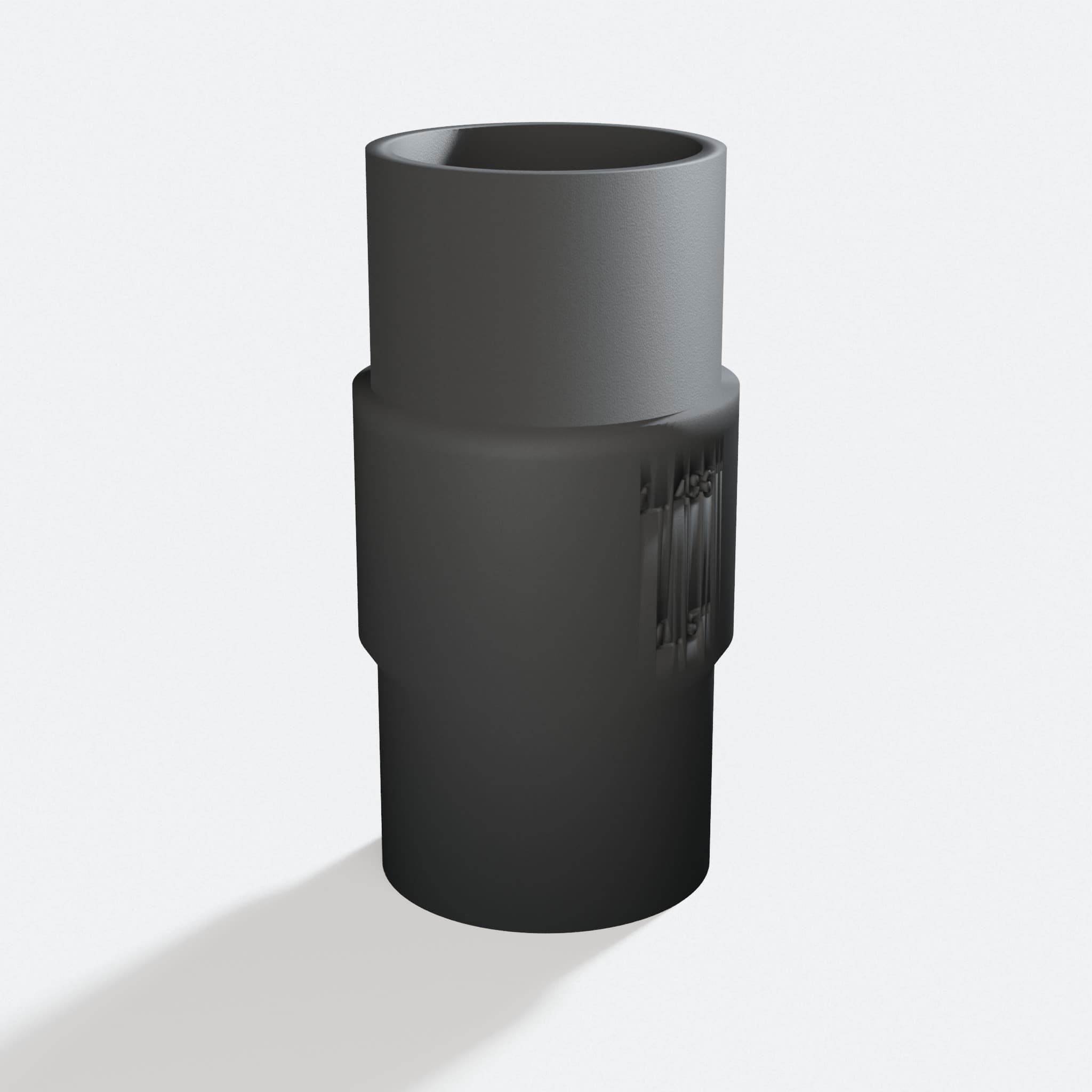 Three quarter turn view of the DCS335B to 1.5" Duct adapter