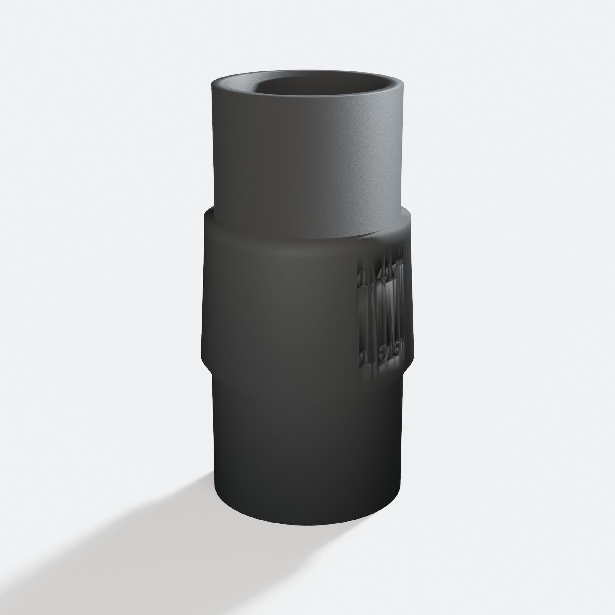 Three quarter turn view of the R8606B to Makita XCV11Z 2G adapter