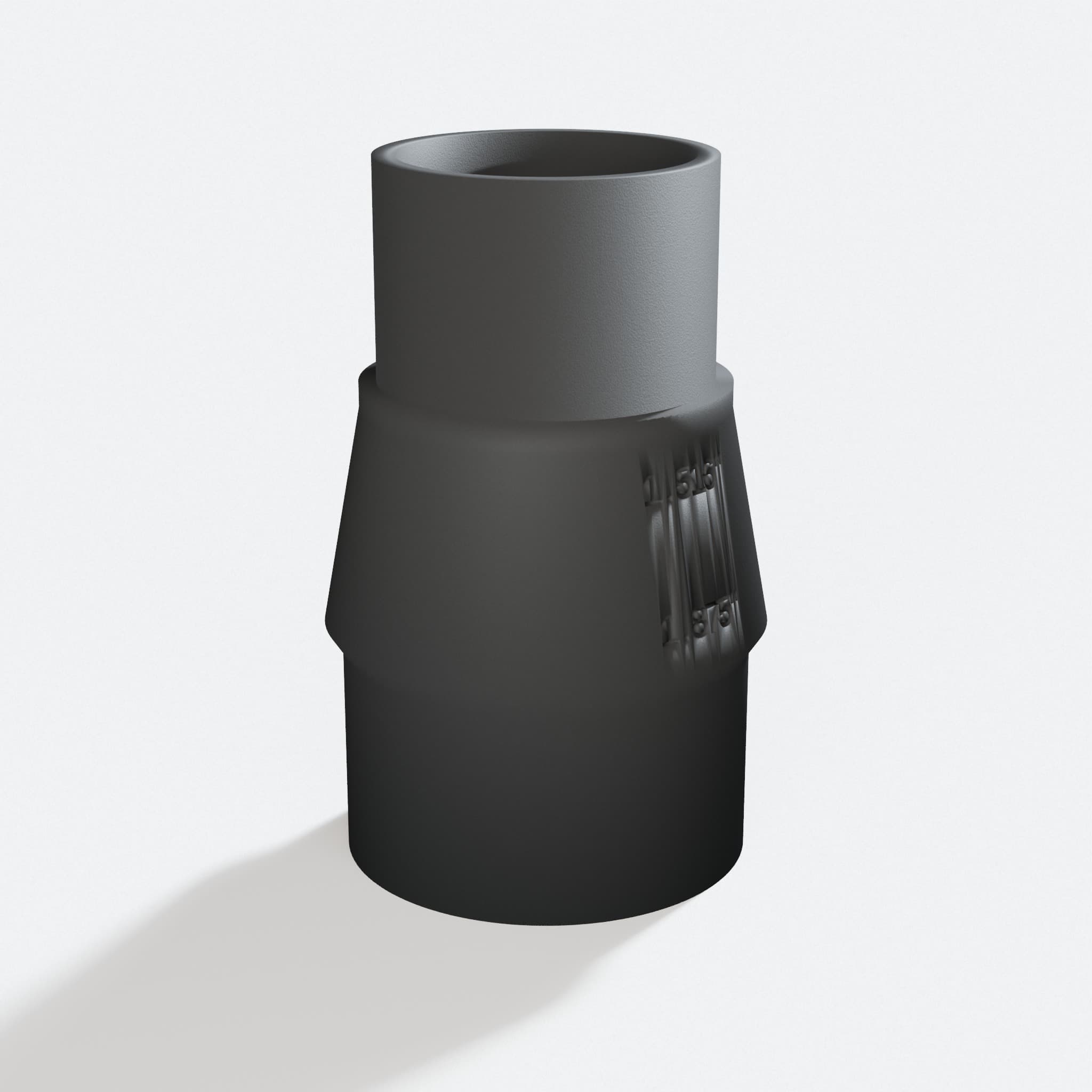 Three quarter turn view of the R8606B to M18 6G Vac adapter