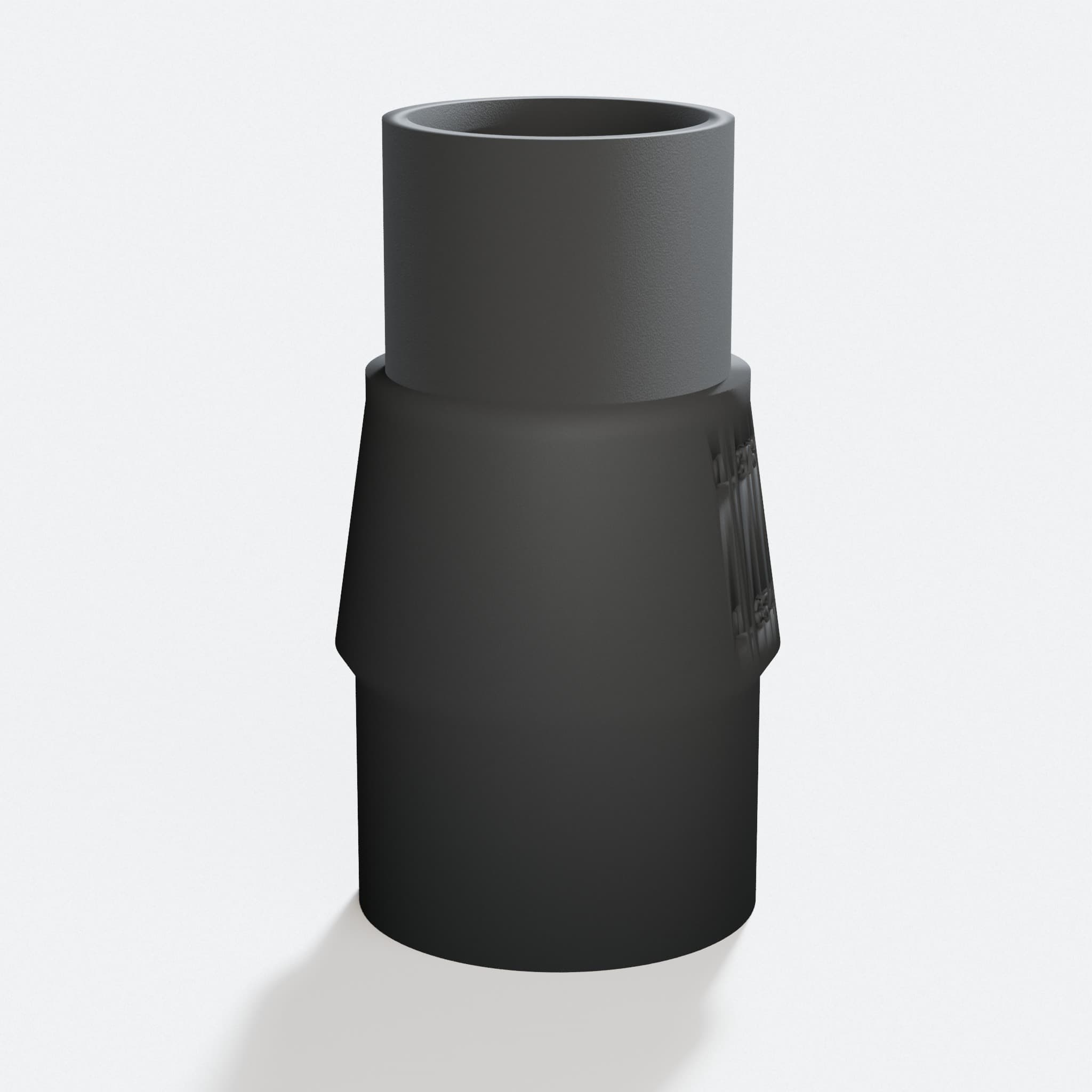 Close view of the middle of the DCP580B to Bosch GAS18V-10L adapter