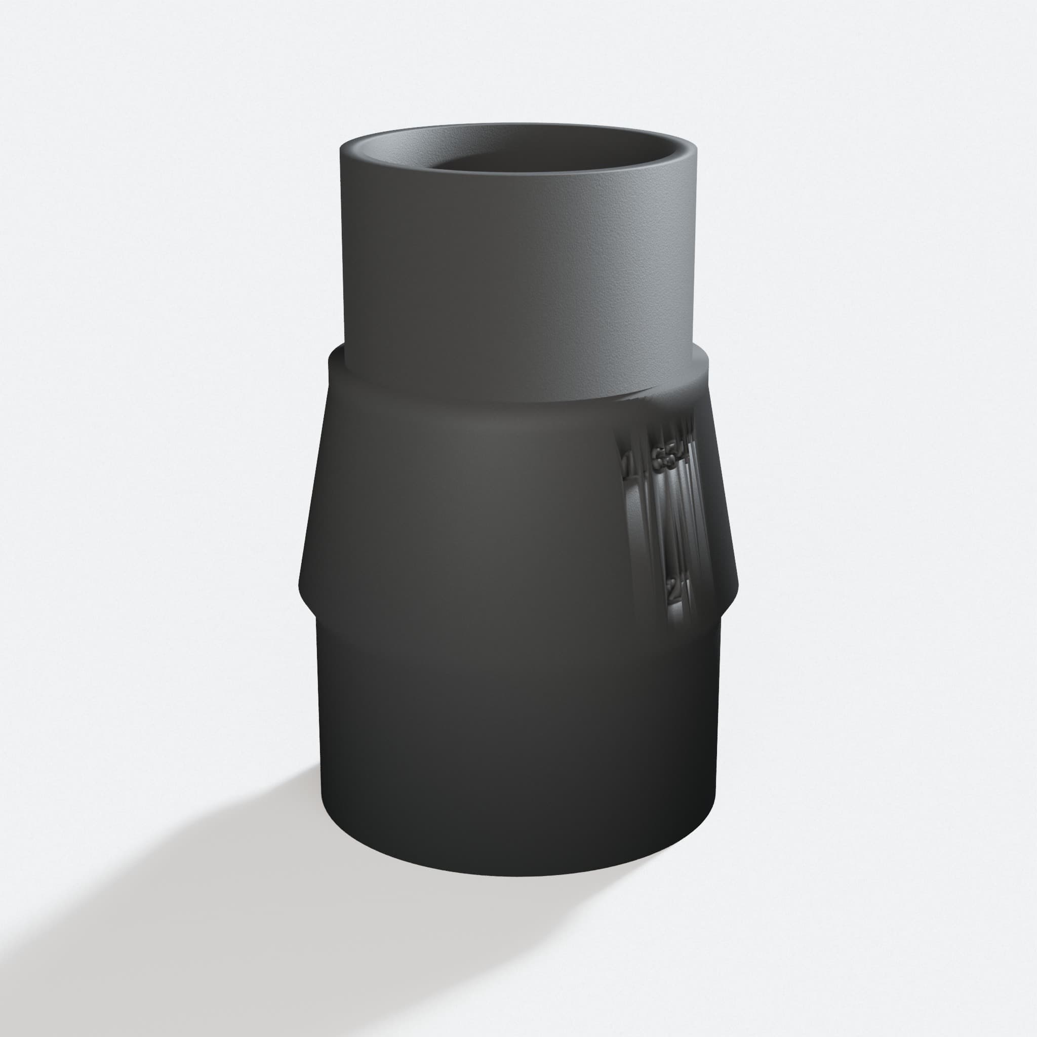 Three quarter turn view of the DCP580B to 2" Duct adapter