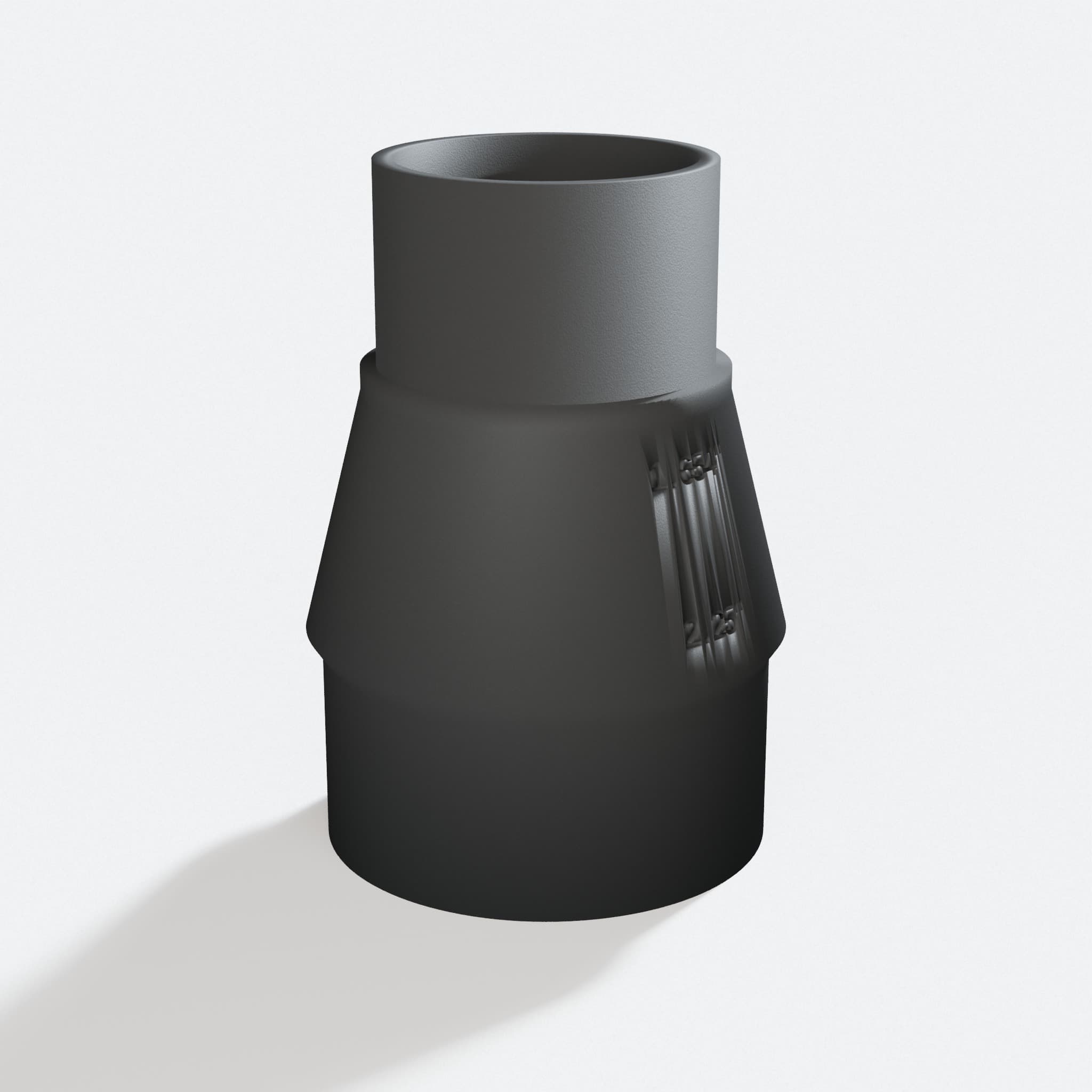 Three quarter turn view of the DCP580B to Bauer 6G Vac adapter