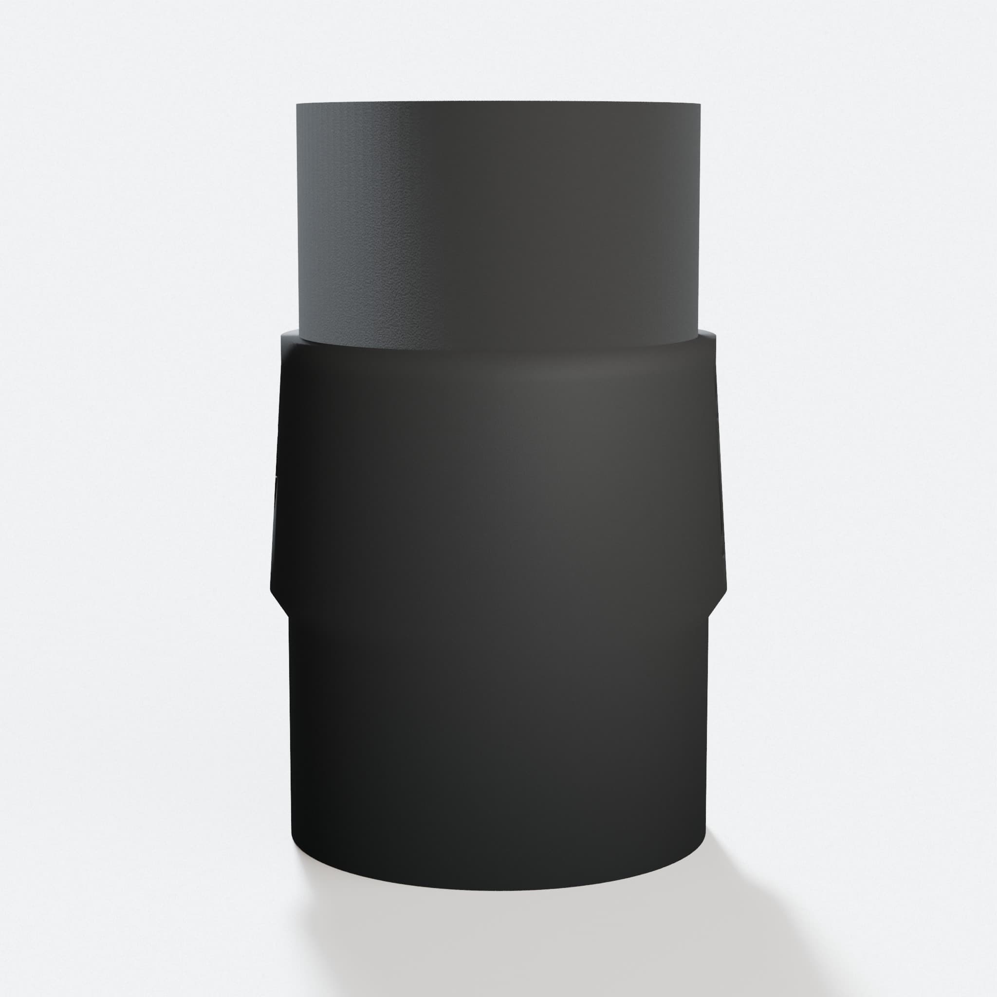 Angled view of the Bosch GCM12SD adapter with a 47.6 mm 1.875" Duct end