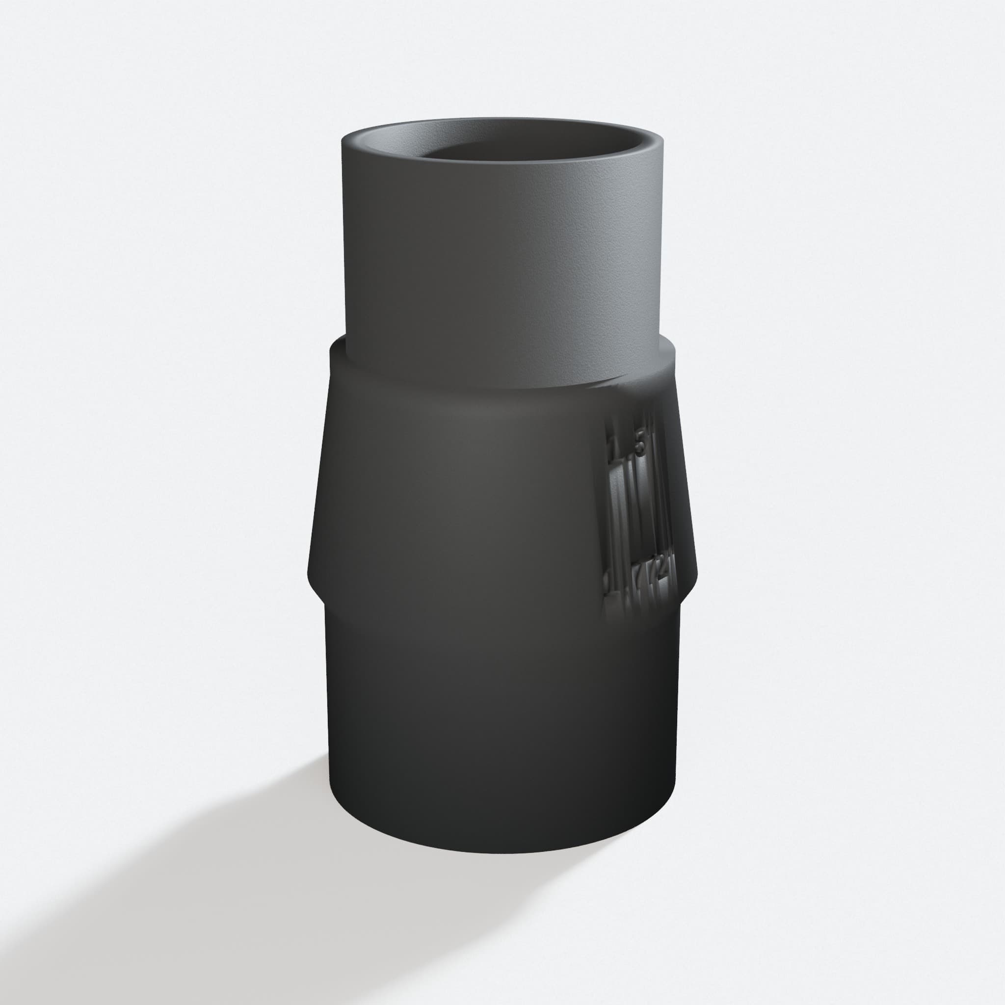 Three quarter turn view of the DKP180 to 1.5" Duct adapter