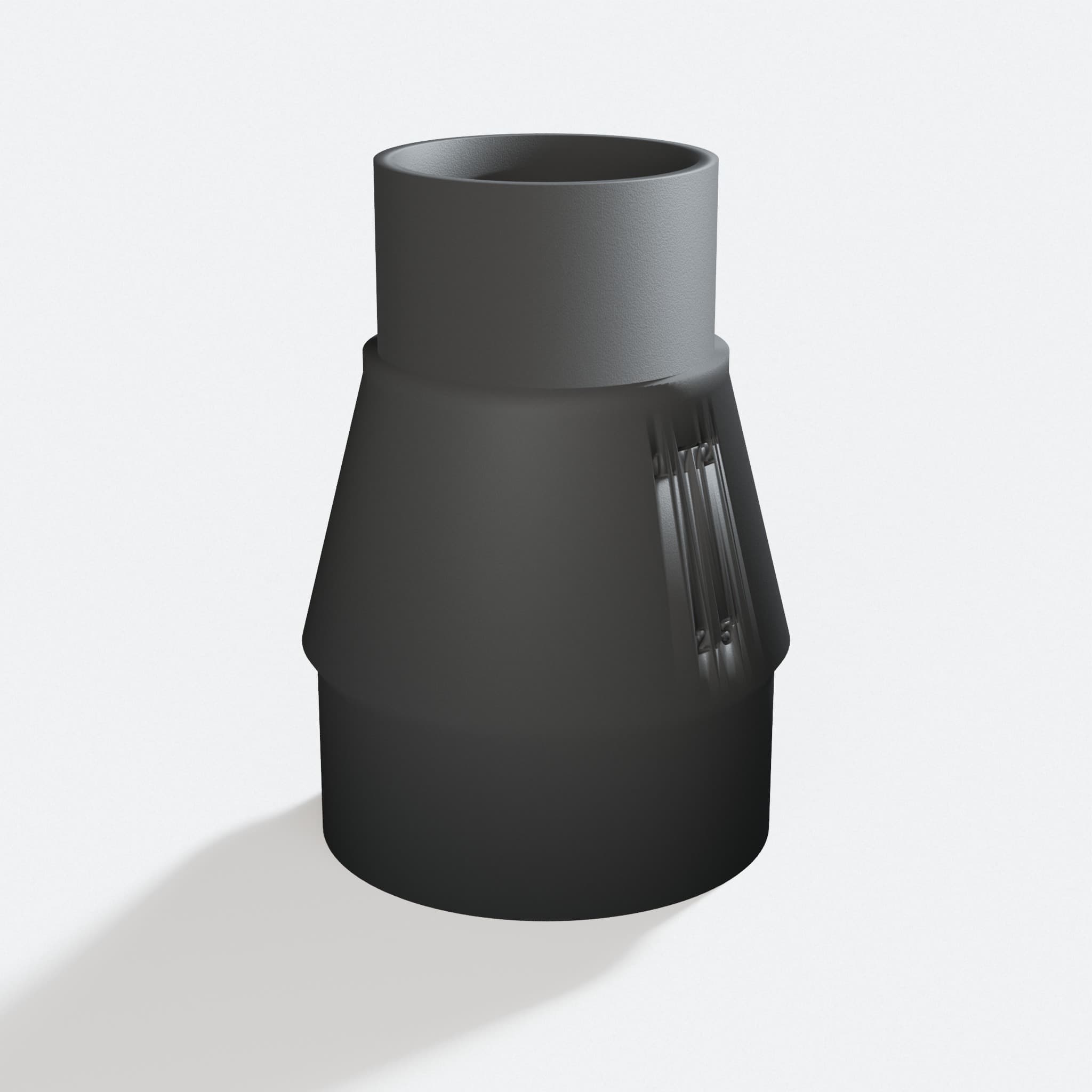 Three quarter turn view of the KP0810 to 2.5" Duct adapter
