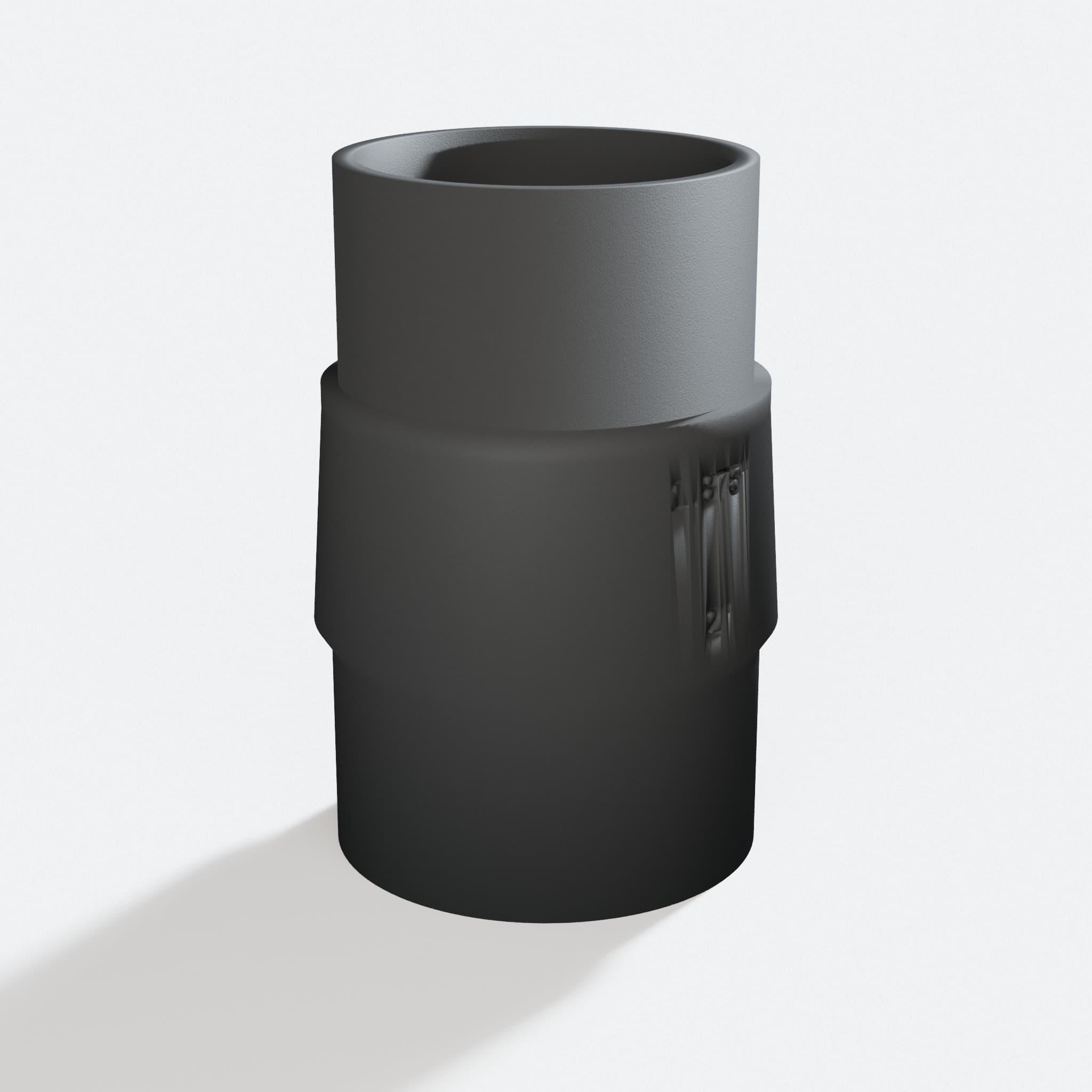 Three quarter turn view of the 58862 to 1.875" Shop Vac adapter