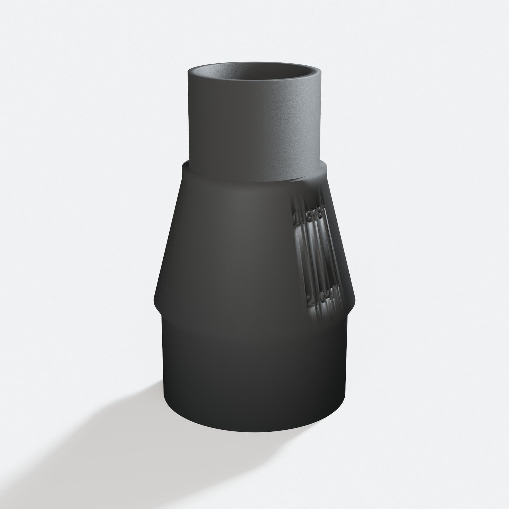 Three quarter turn view of the SM3055LW to Bosch VAC090AH adapter