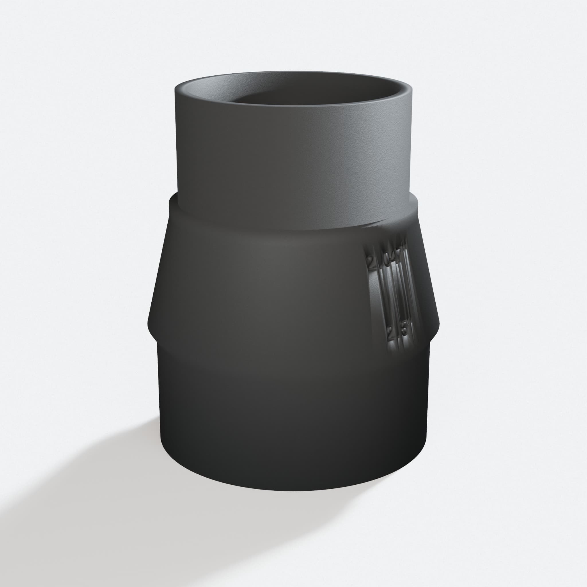 Three quarter turn view of the SM3055LW to 2.5" Duct adapter