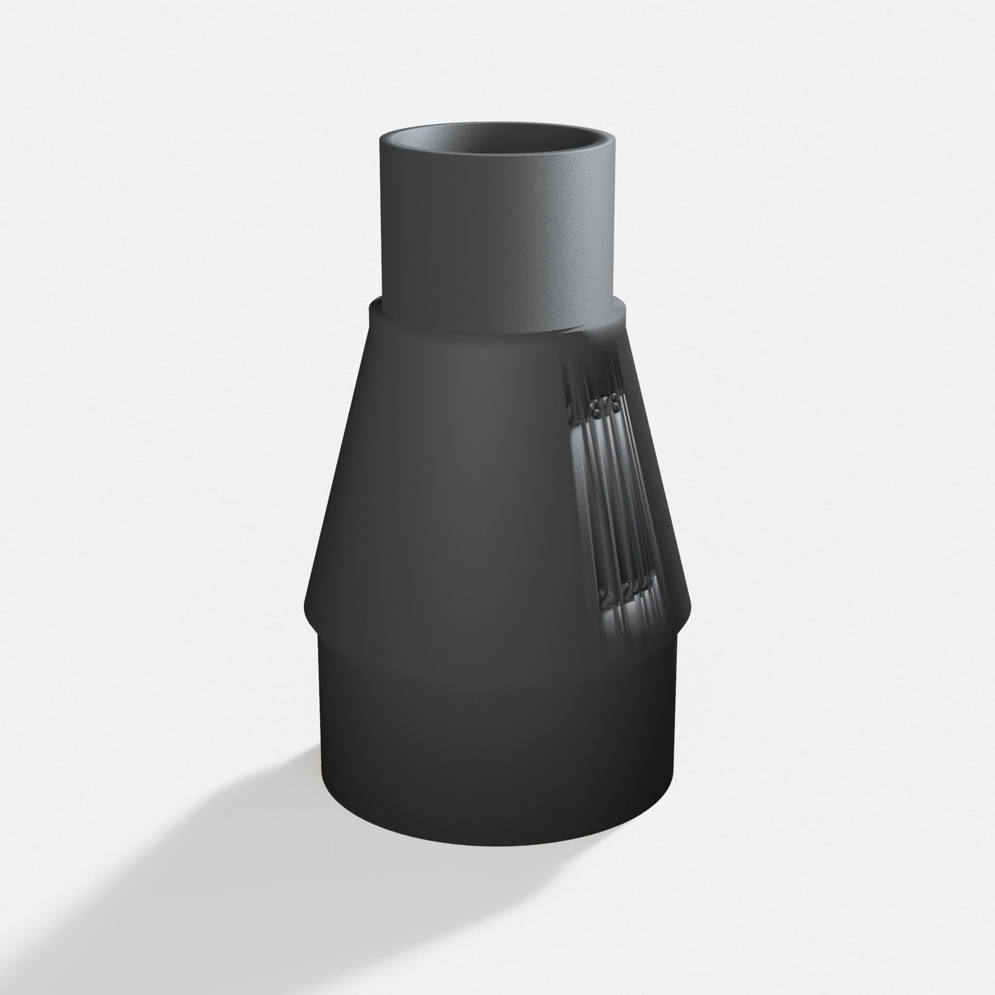 Three quarter turn view of the SPT99 to Bosch GAS18V-10L adapter