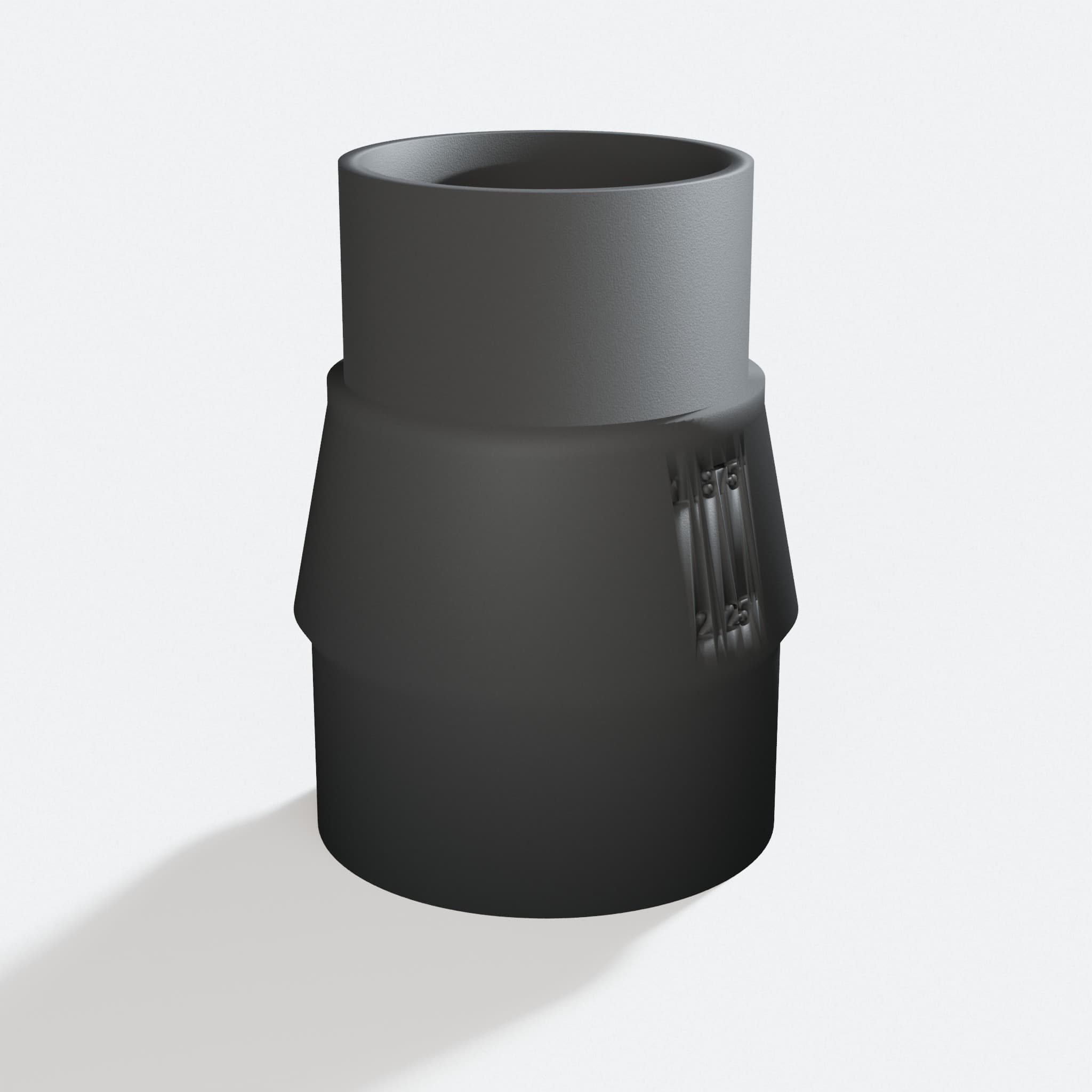 Three quarter turn view of the CMXETAX to 1.875" Duct adapter