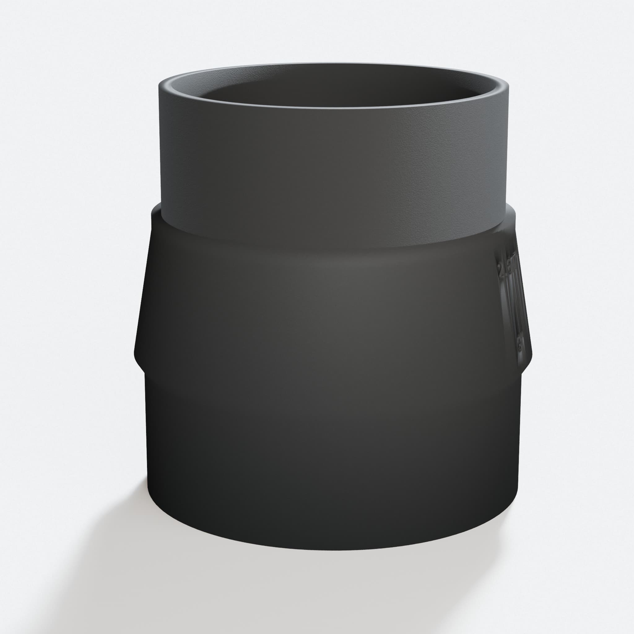 Close view of the middle of the 2012NB to 3" Duct adapter