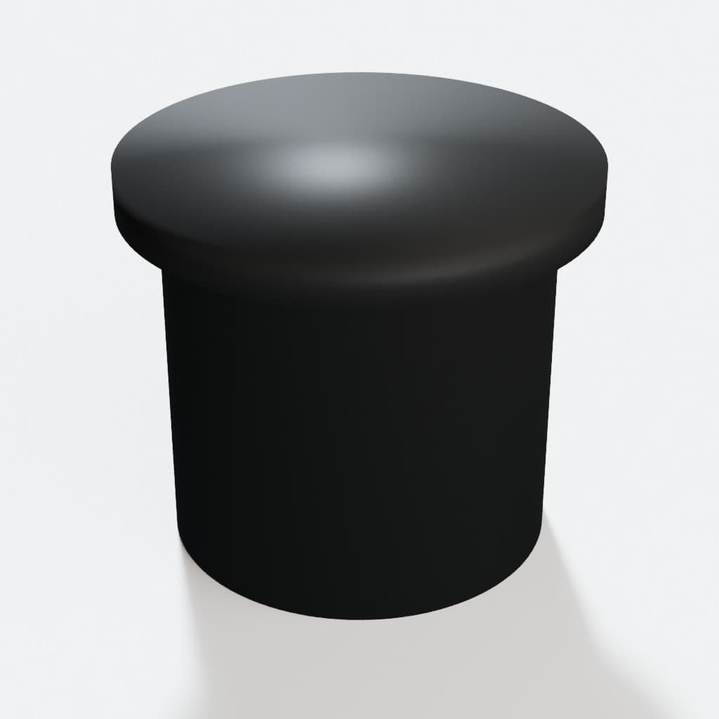 1 inch End Cap - 3D Printed Dust Collection Fitting, product render in Black