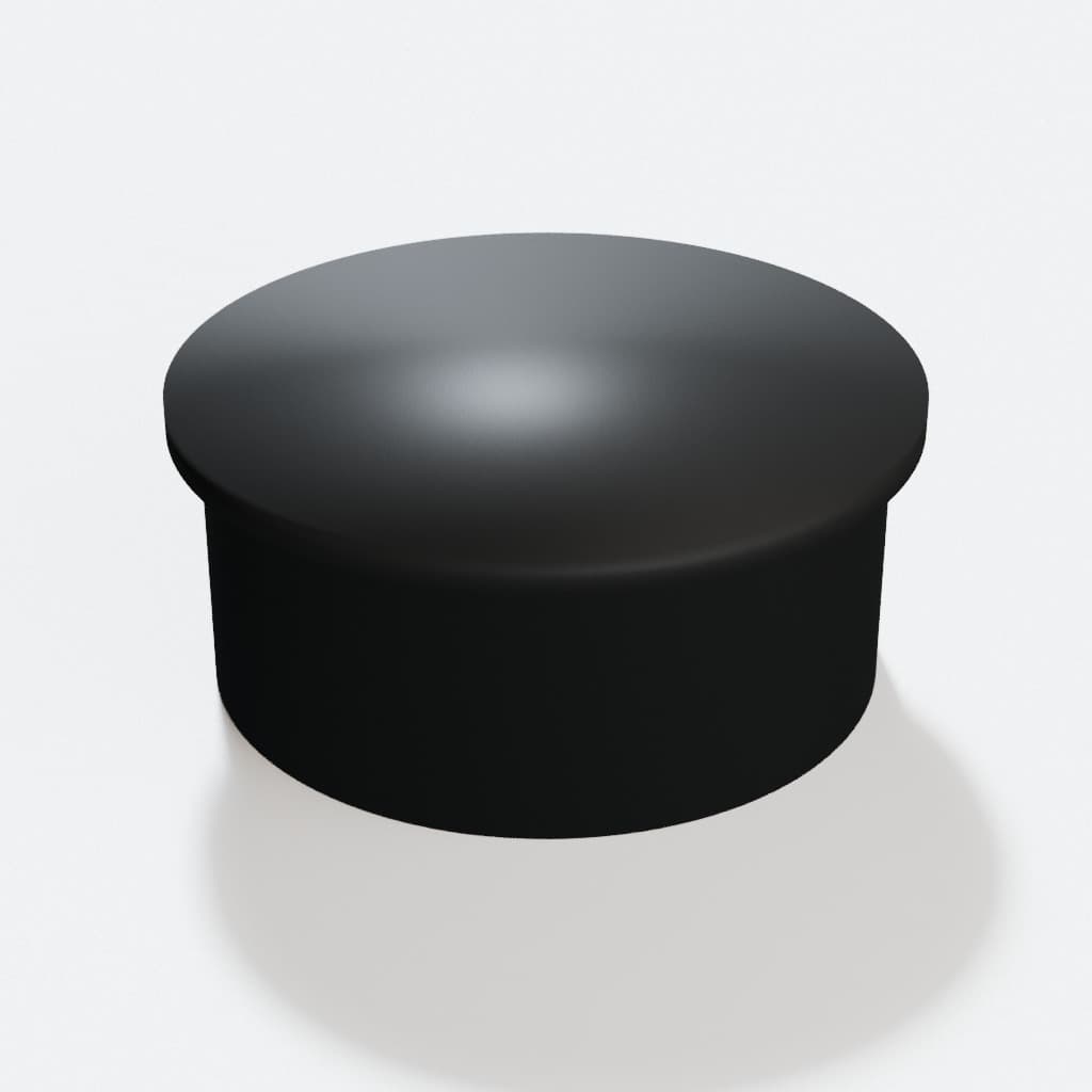 2-1/4 inch End Cap - 3D Printed Dust Collection Fitting, product render in Black