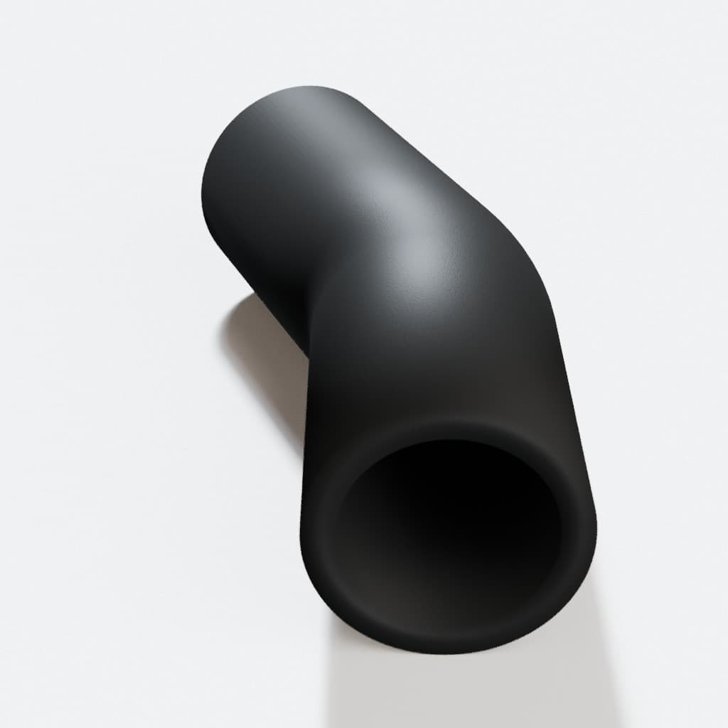 1 inch 22.5 Degree Elbow - 3D Printed Dust Collection Fitting, product render in Black