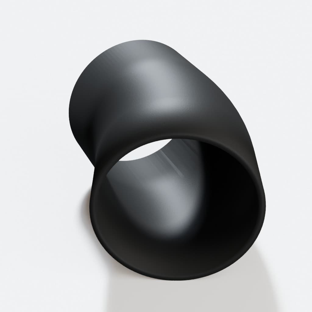 3-1/2 inch 22.5 Degree Elbow - 3D Printed Dust Collection Fitting, product render in Black
