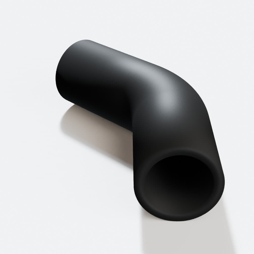 1 inch 45 Degree Elbow - 3D Printed Dust Collection Fitting, product render in Black