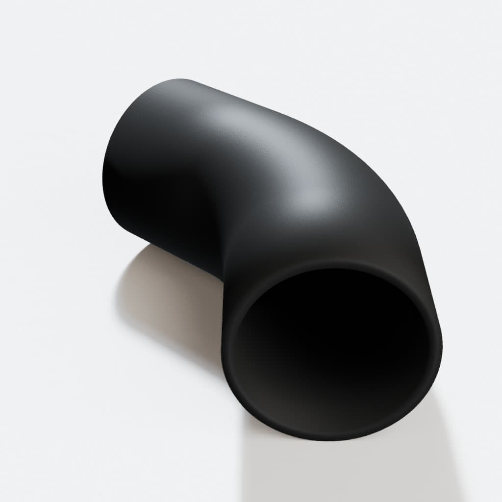 2-1/4 inch 45 Degree Elbow - 3D Printed Dust Collection Fitting, product render in Black