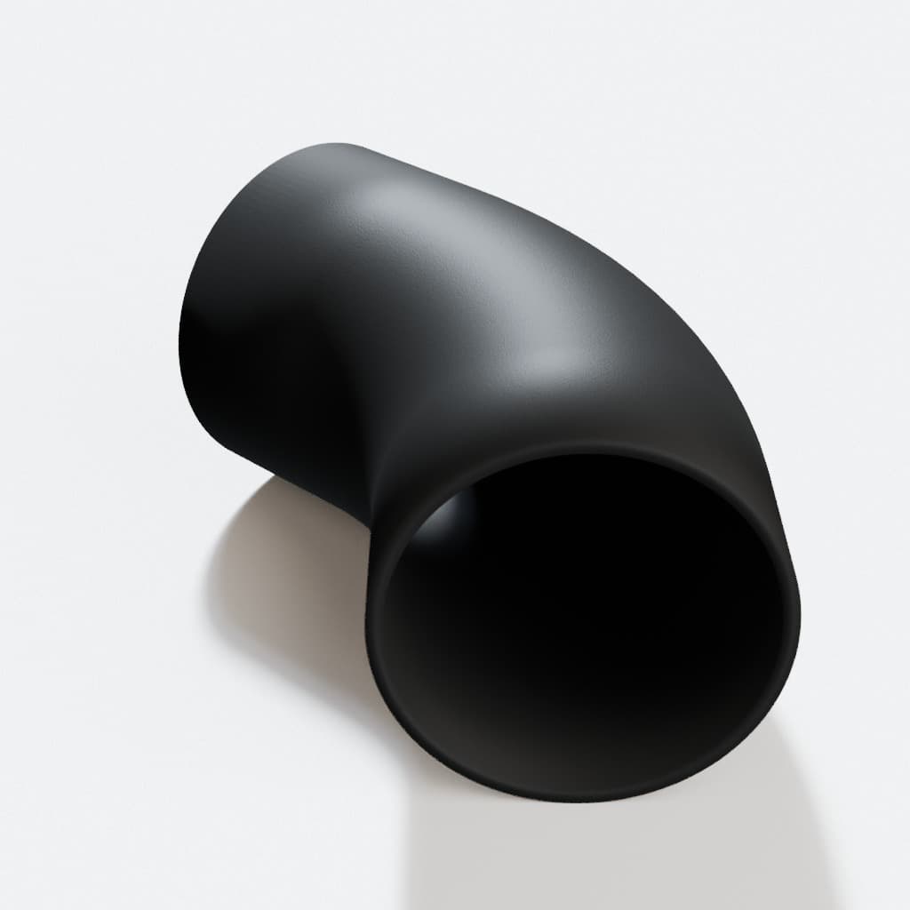 3-1/2 inch 45 Degree Elbow - 3D Printed Dust Collection Fitting, product render in Black