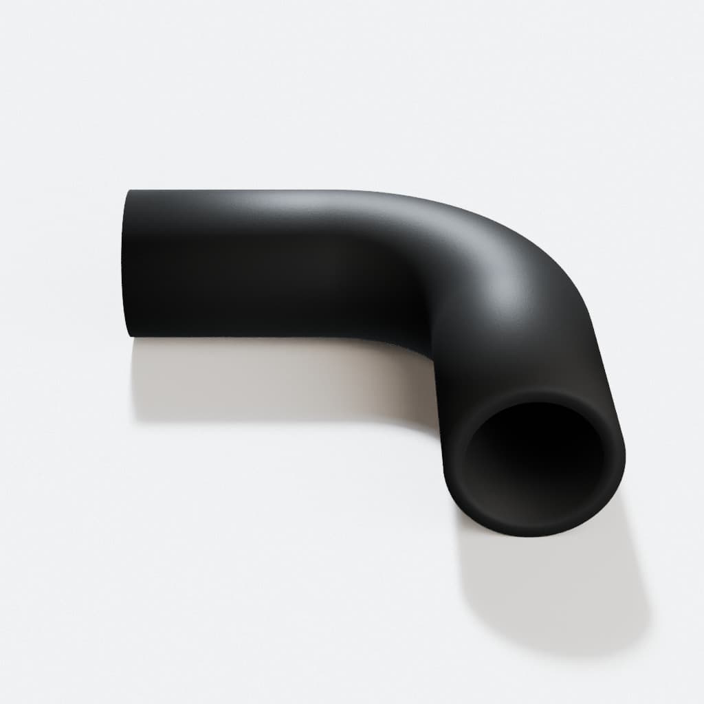 1 inch 90 Degree Elbow - 3D Printed Dust Collection Fitting, product render in Black