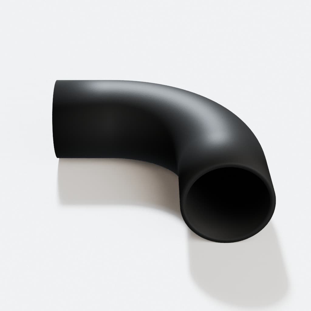 2-1/4 inch 90 Degree Elbow - 3D Printed Dust Collection Fitting, product render in Black