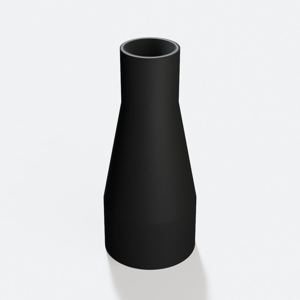 1-7/8 inch to 1 inch Tapered Transition - 3D Printed Dust Collection, product render in Black