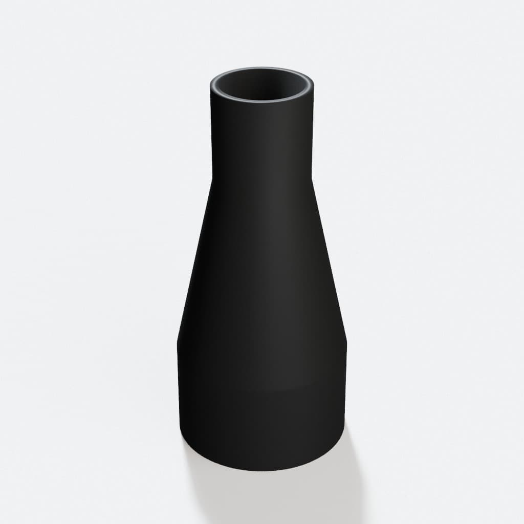 2 inch to 1 inch Tapered Transition - 3D Printed Dust Collection, product render in Black
