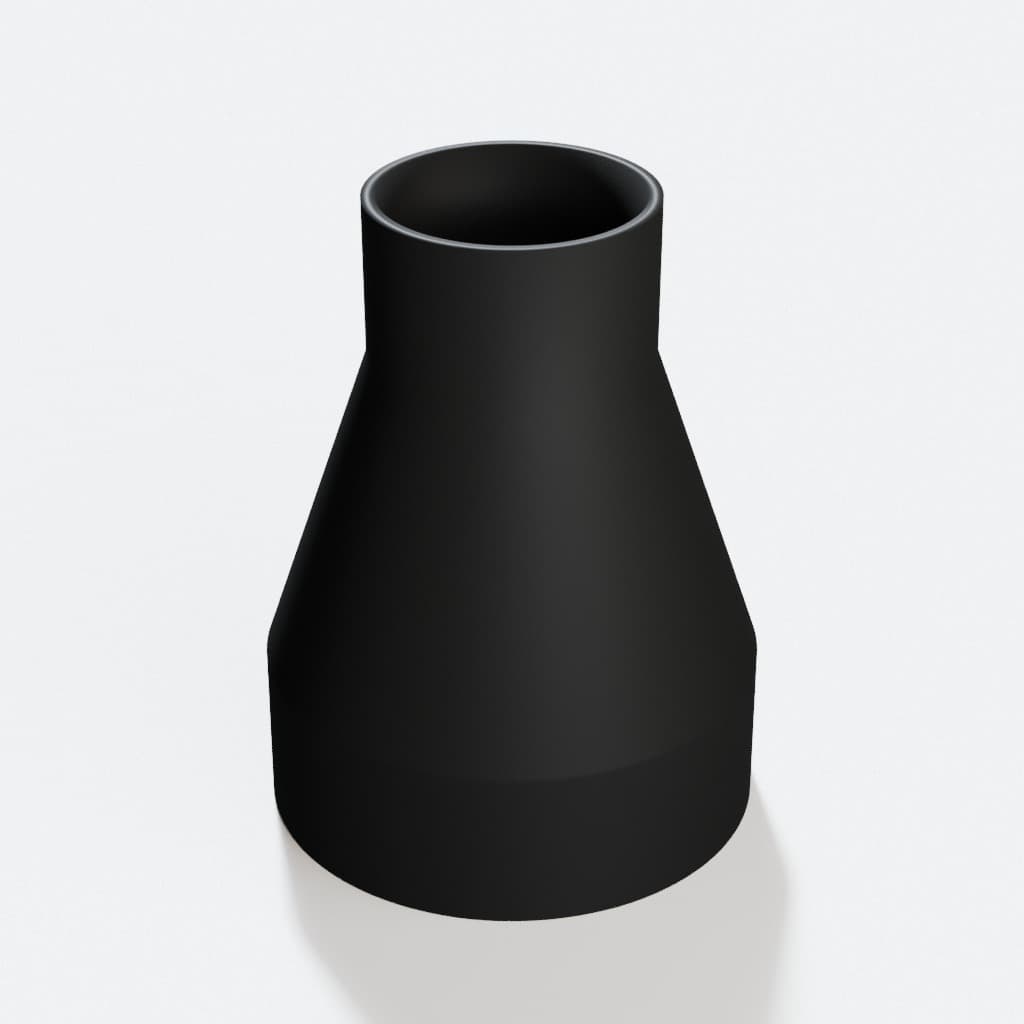 3-1/2 inch to 1-7/8 inch Tapered Transition - 3D Printed Dust Collection, product render in Black