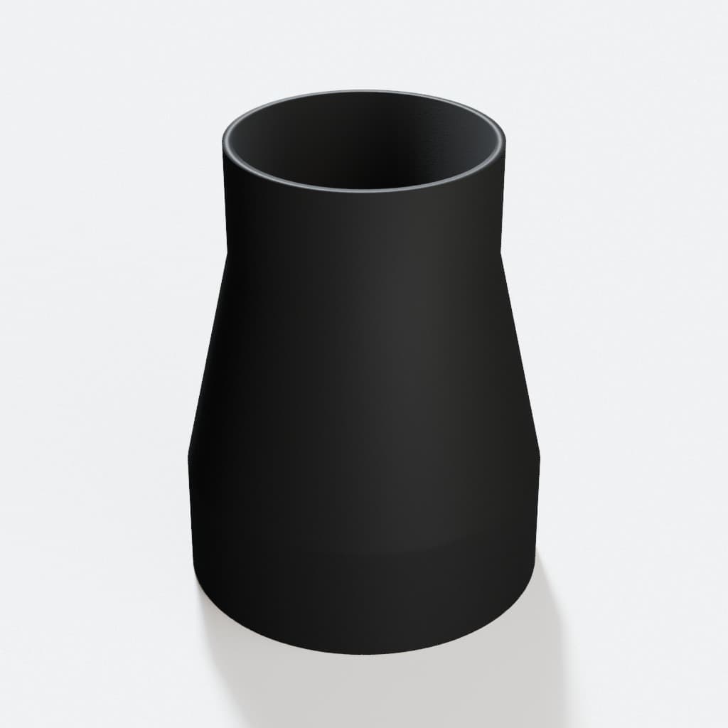 3-1/2 inch to 2-1/2 inch Tapered Transition - 3D Printed Dust Collection, product render in Black