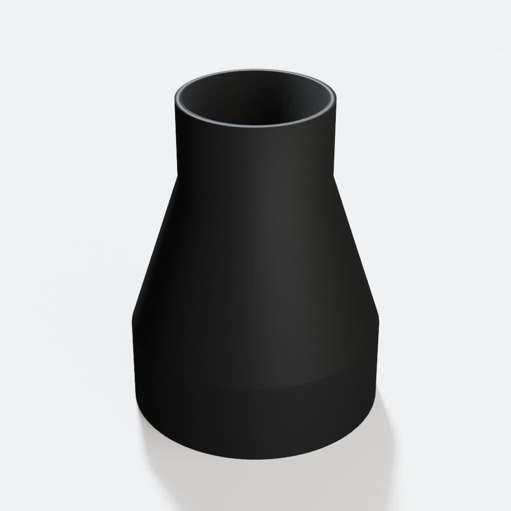 3-1/2 inch to 2 inch Tapered Transition - 3D Printed Dust Collection, product render in Black