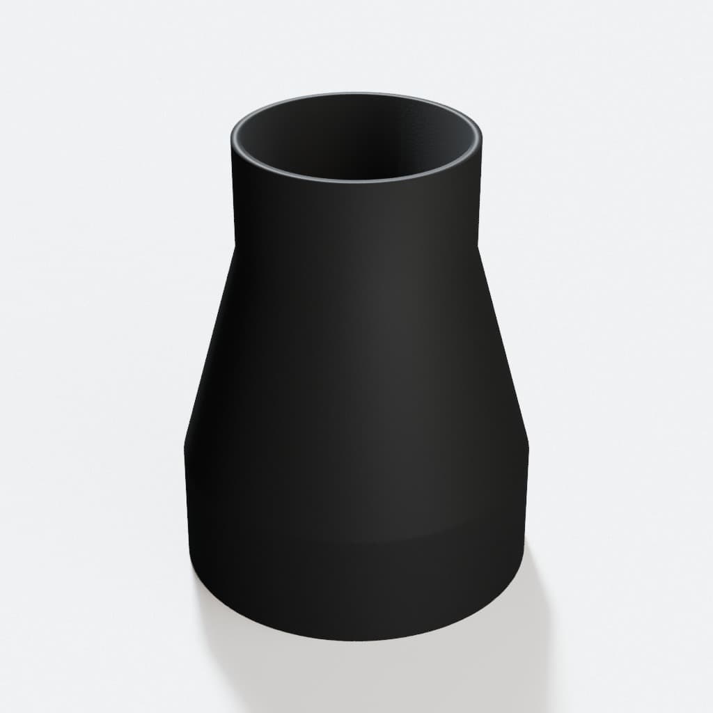 3-1/2 inch to 2-1/4 inch Tapered Transition - 3D Printed Dust Collection, product render in Black