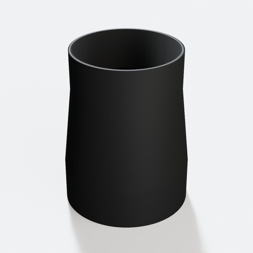 3-1/2 inch to 3 inch Tapered Transition - 3D Printed Dust Collection, product render in Black