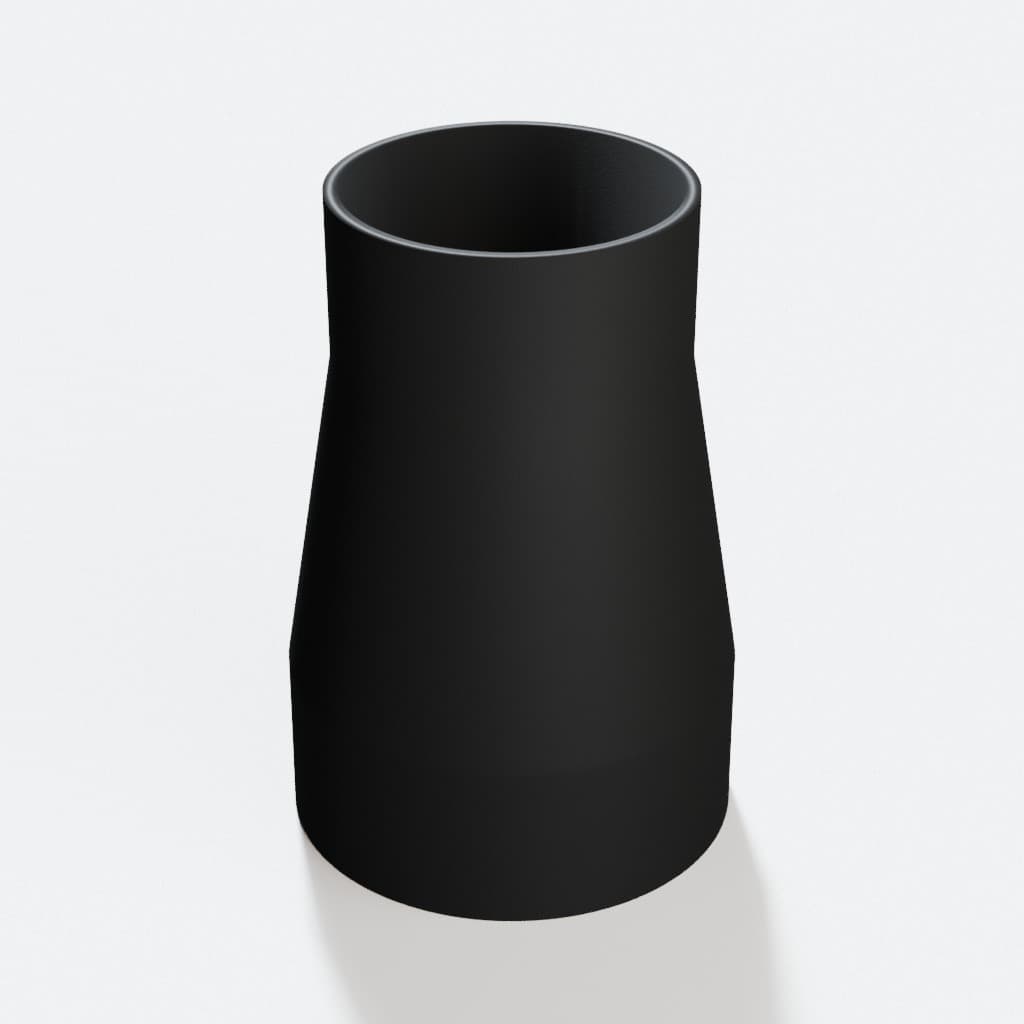 3 inch to 2-1/4 inch Tapered Transition - 3D Printed Dust Collection, product render in Black