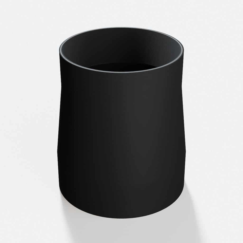 4 inch to 3-1/2 inch Tapered Transition - 3D Printed Dust Collection, product render in Black