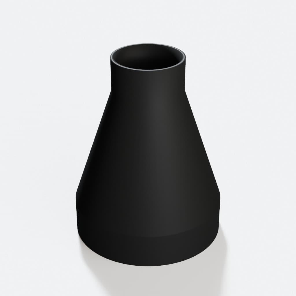 5 inch to 2-1/4 inch Tapered Transition - 3D Printed Dust Collection, product render in Black