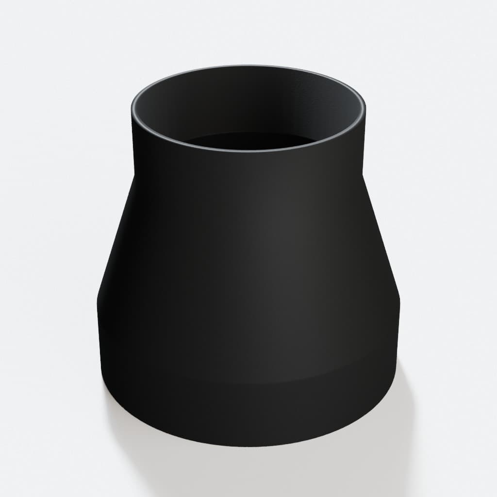 5 inch to 3-1/2 inch Tapered Transition - 3D Printed Dust Collection, product render in Black