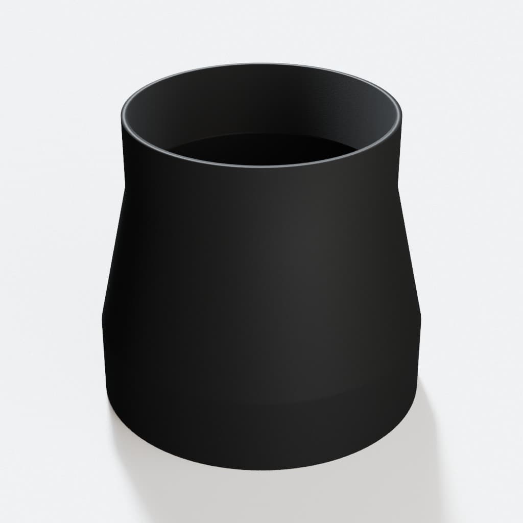 5 inch to 4 inch Tapered Transition - 3D Printed Dust Collection, product render in Black